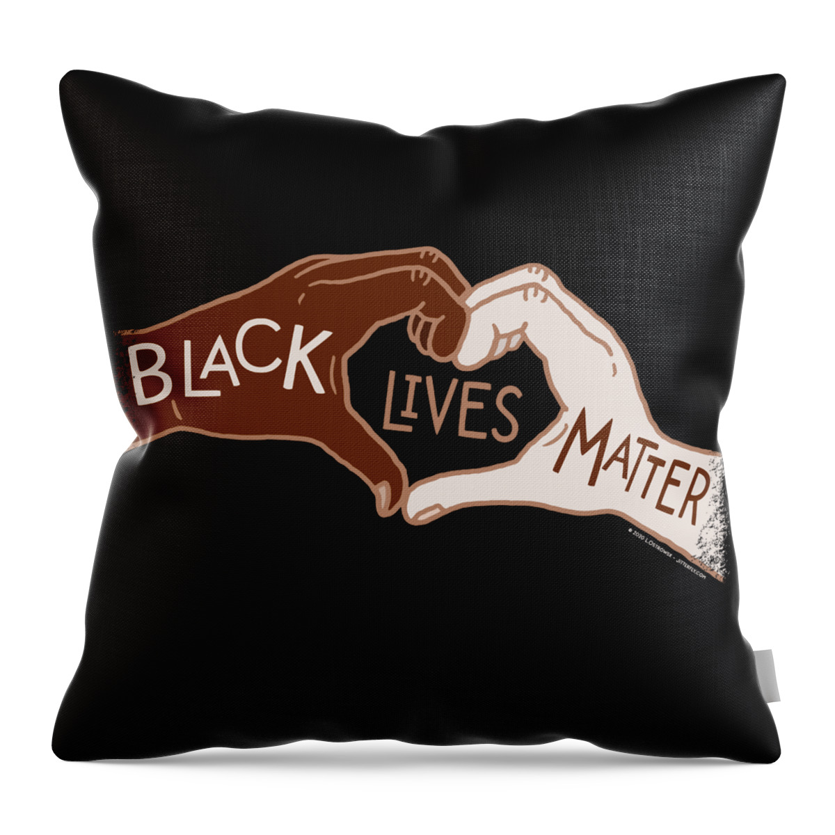 Black Lives Matter Throw Pillow featuring the digital art Black Lives Matters - Heart Hands by Laura Ostrowski