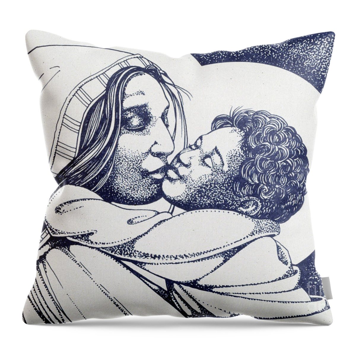 Black Madonna Throw Pillow featuring the drawing Black Madonna by William Hart McNichols