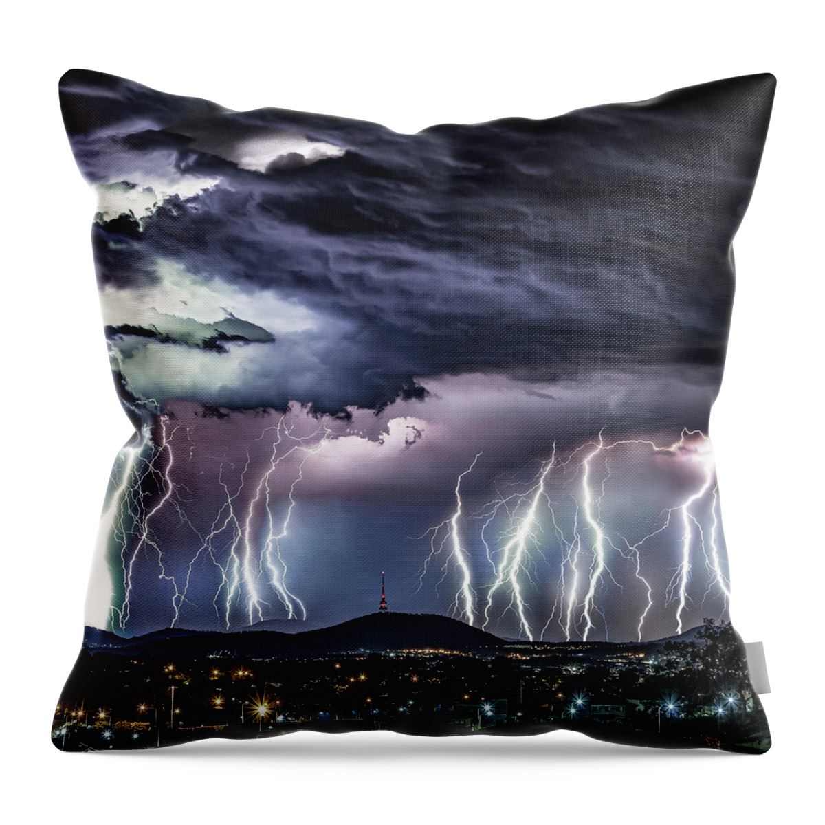 Lightning Throw Pillow featuring the photograph Black Mountain by Ari Rex