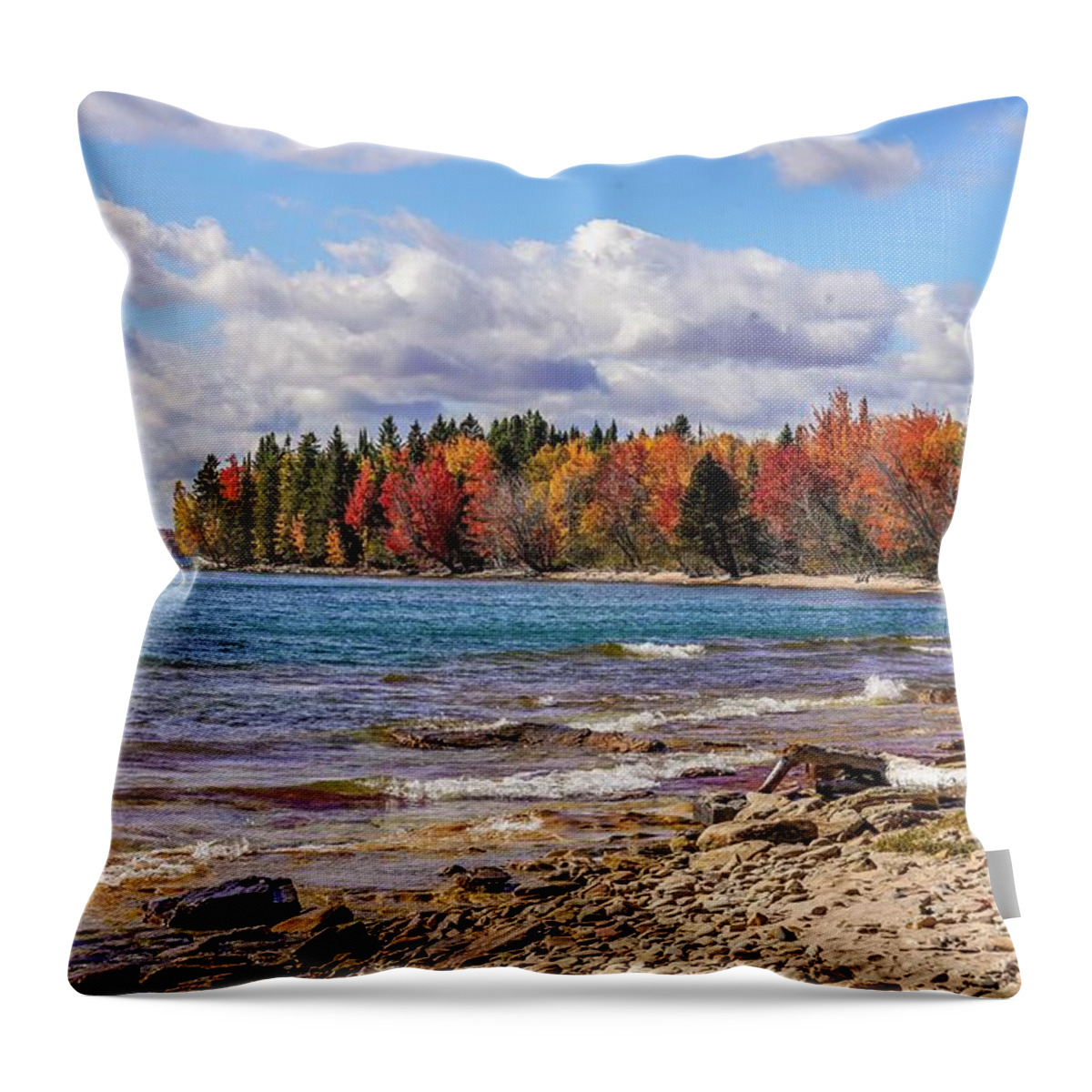 Black Rock Point Throw Pillow featuring the photograph Black Rock Point in Autumn by Susan Rydberg