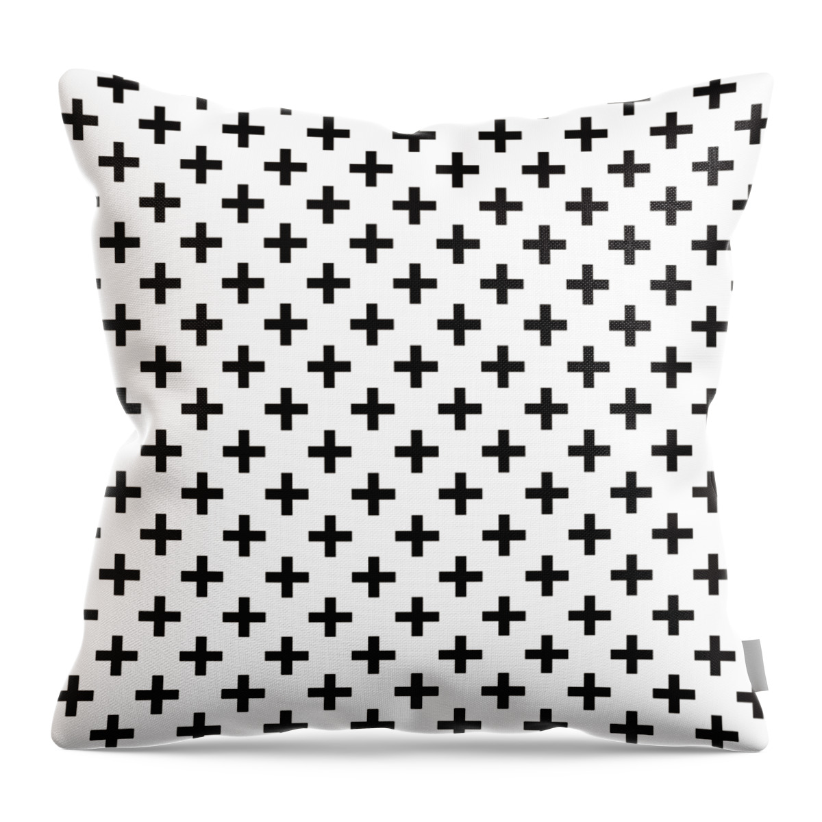 Swiss Cross Throw Pillow featuring the digital art Black Swiss Cross Pattern by Eclectic at Heart