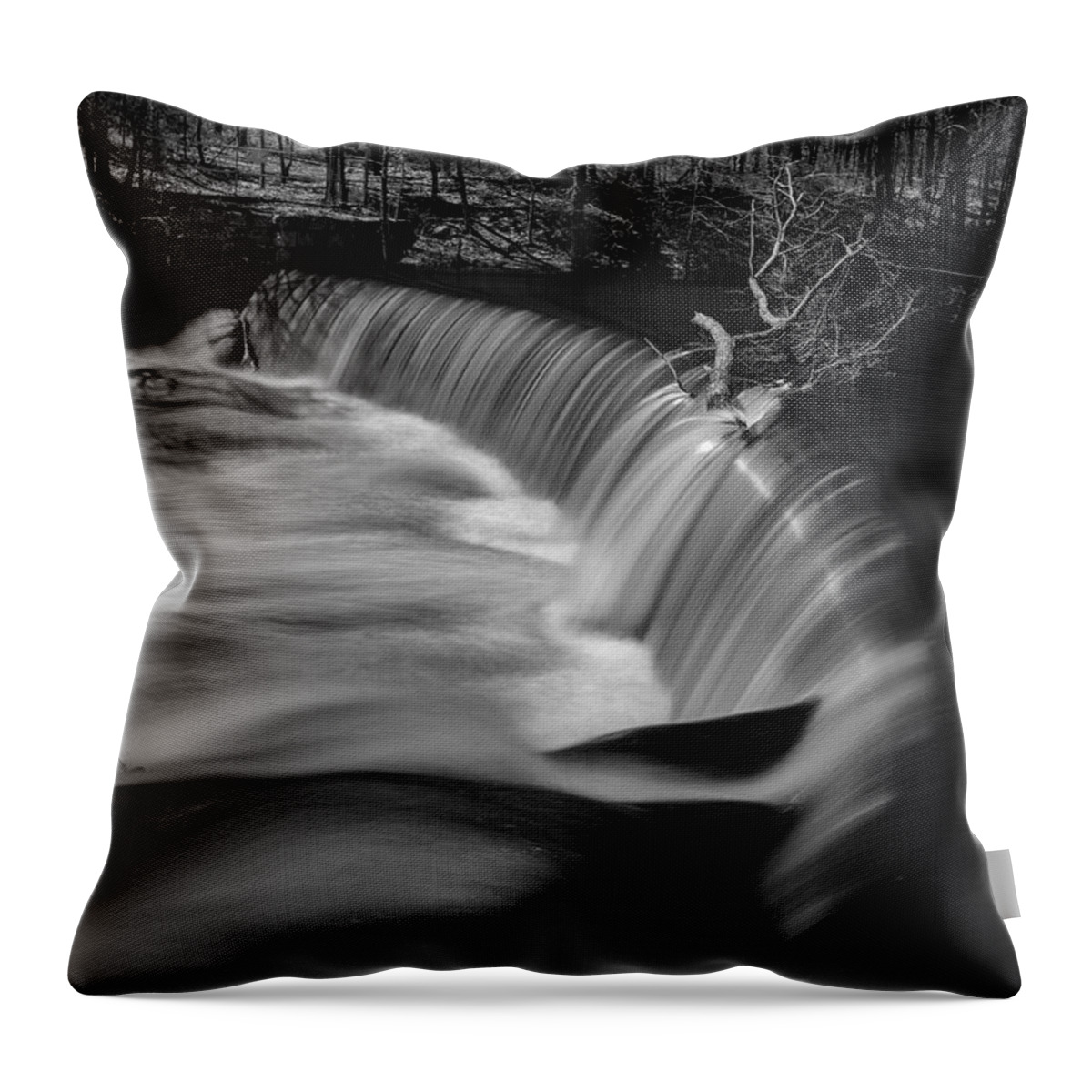 Abstract Throw Pillow featuring the photograph Blackstone River LXIV BW by David Gordon