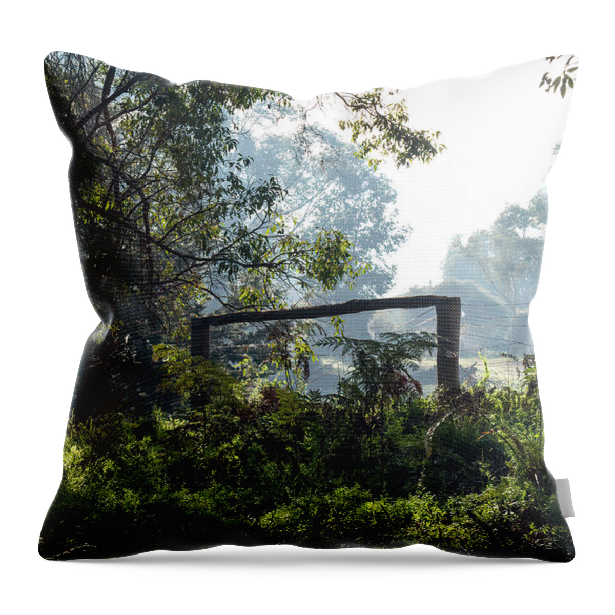 Fence Throw Pillow featuring the photograph Blackwood River Trail, Bridgetown, Western Australia by Elaine Teague