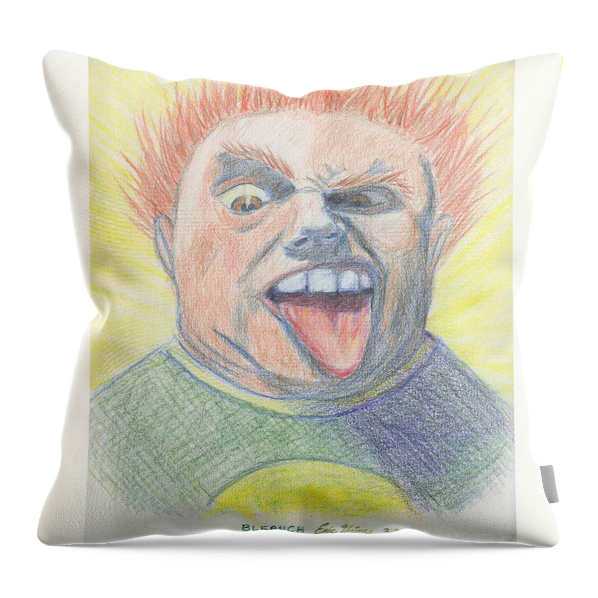 Funny Throw Pillow featuring the drawing Bleahch by Eric Haines