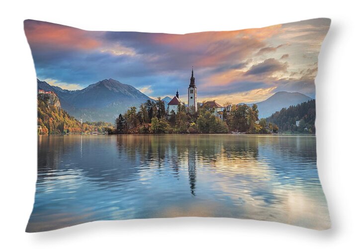 Europe Throw Pillow featuring the photograph Bled Lake by Elias Pentikis