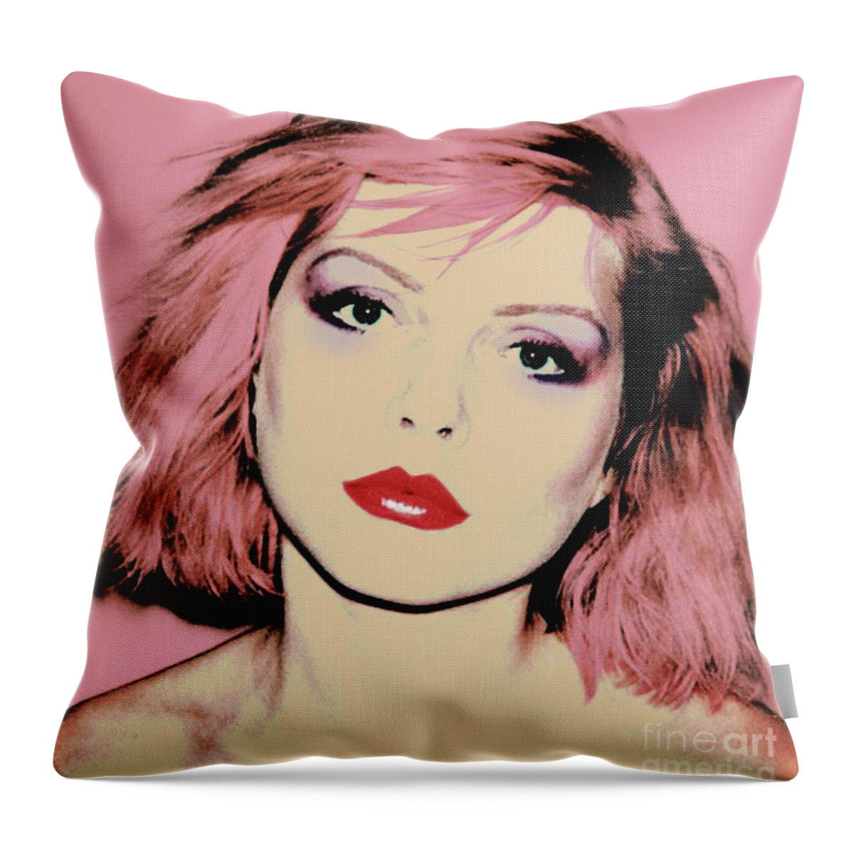 Blondie Pink Throw Pillow featuring the mixed media Blondie, Pink by Thomas Pollart