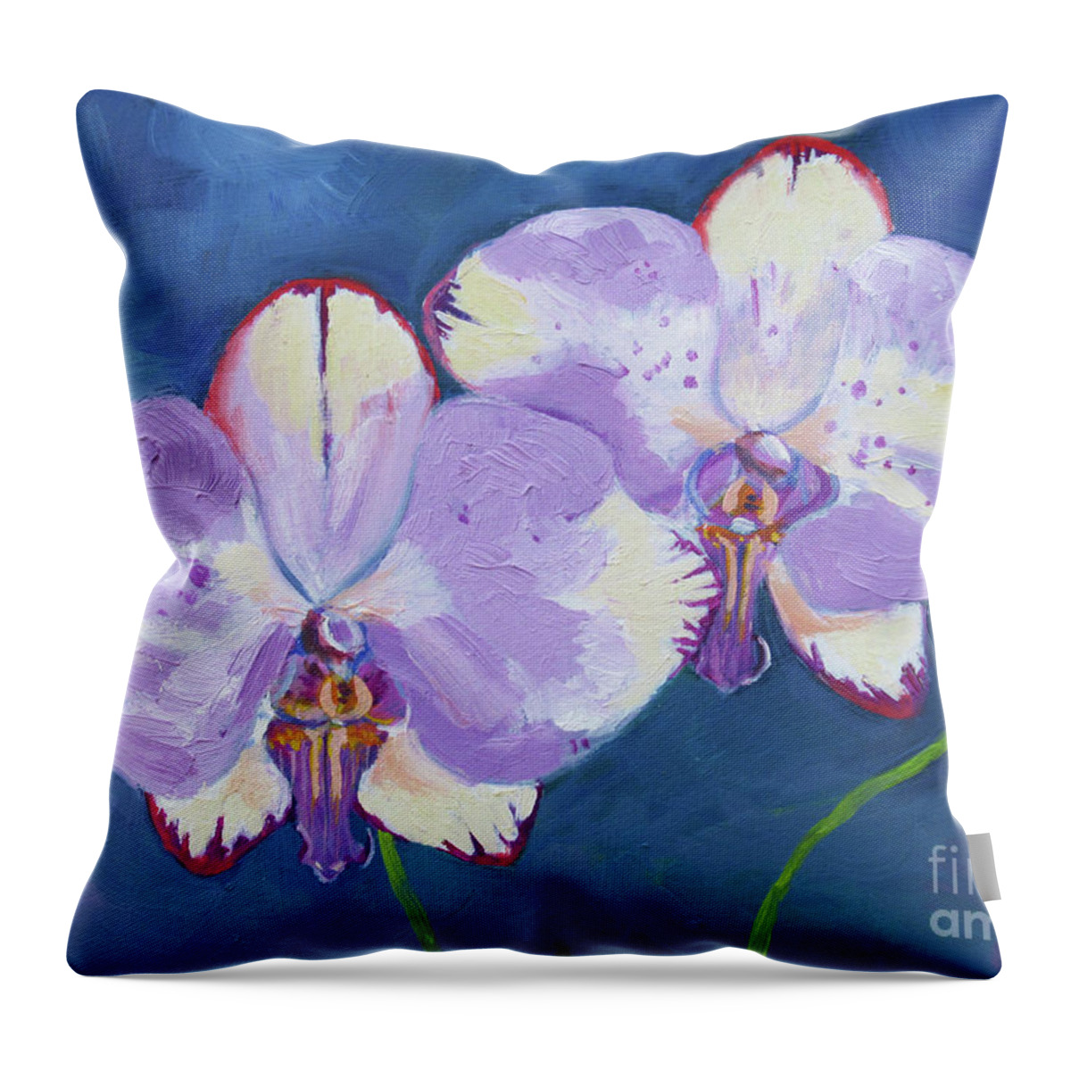 Orchid Throw Pillow featuring the painting Blood Orchids by Anne Marie Brown