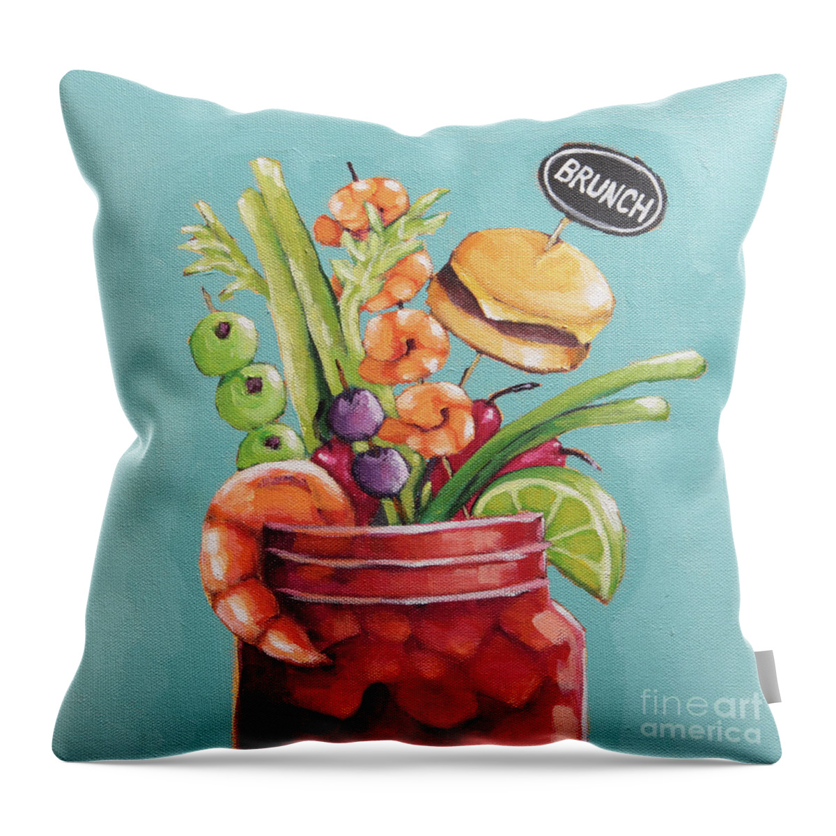 Bloody Mary Throw Pillow featuring the painting Bloody Mary Brunch by Lucia Stewart