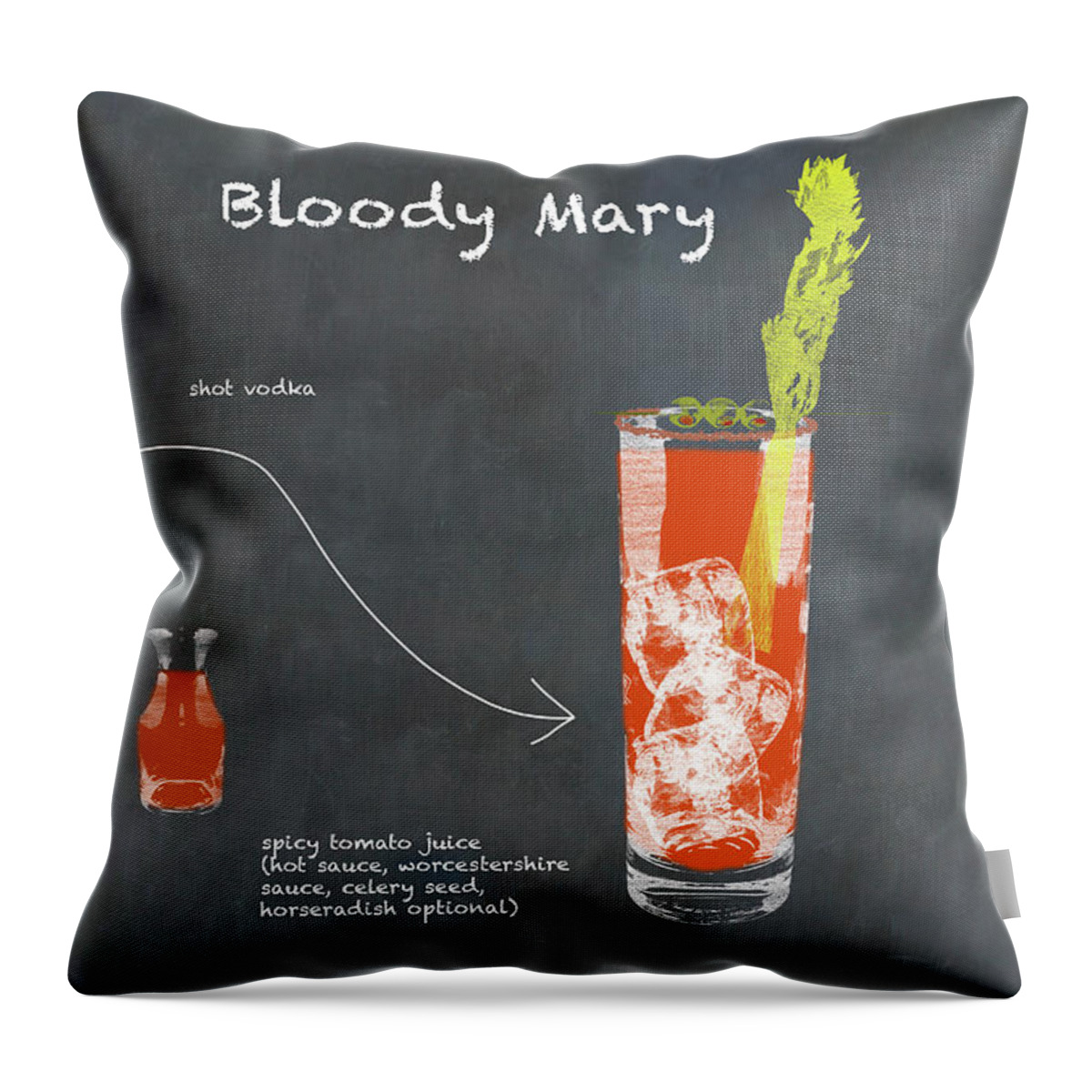 Slate Throw Pillow featuring the photograph Bloody Mary Cocktail sketch with copy space by Karen Foley