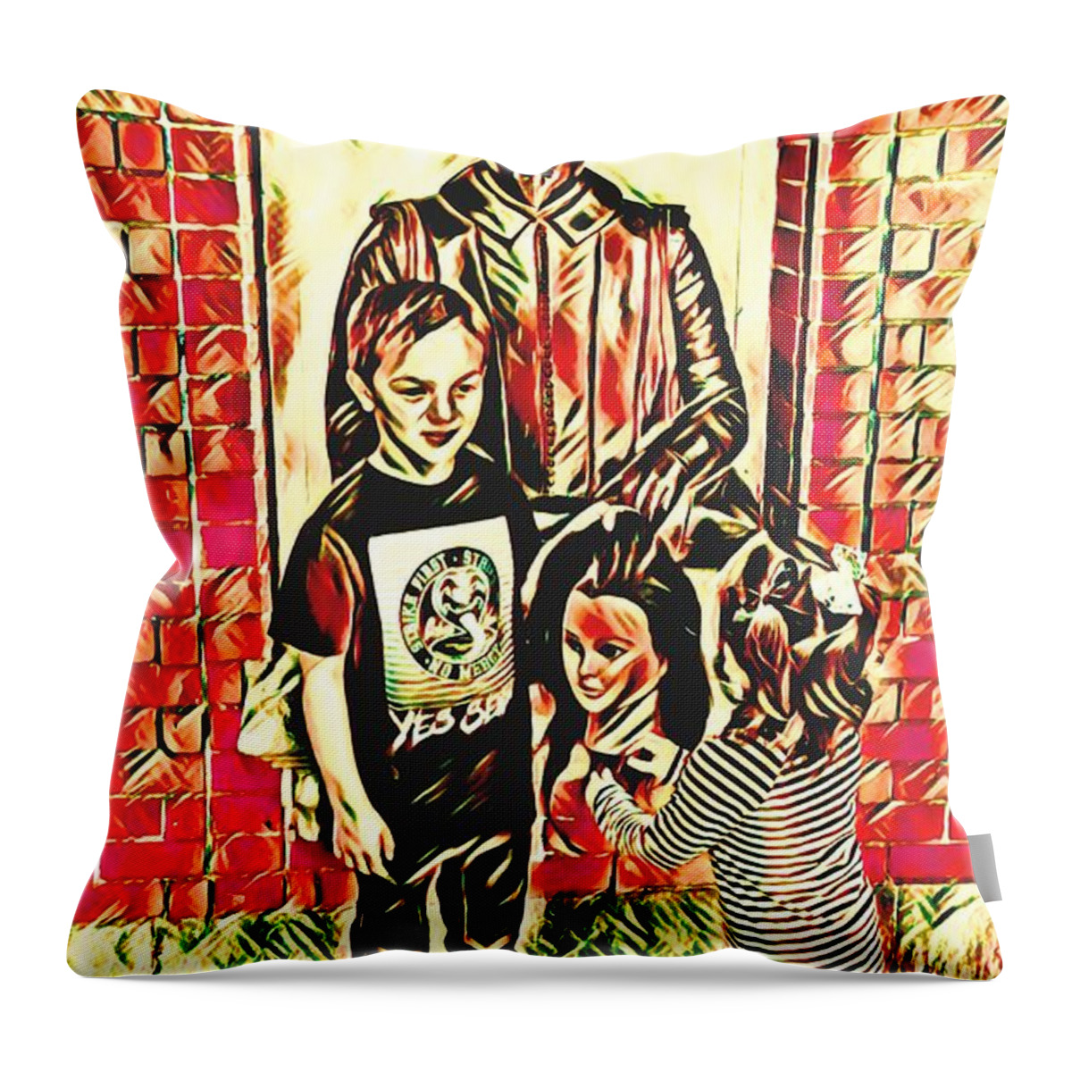 Shakespeare Throw Pillow featuring the mixed media Bloody Head by Bencasso Barnesquiat