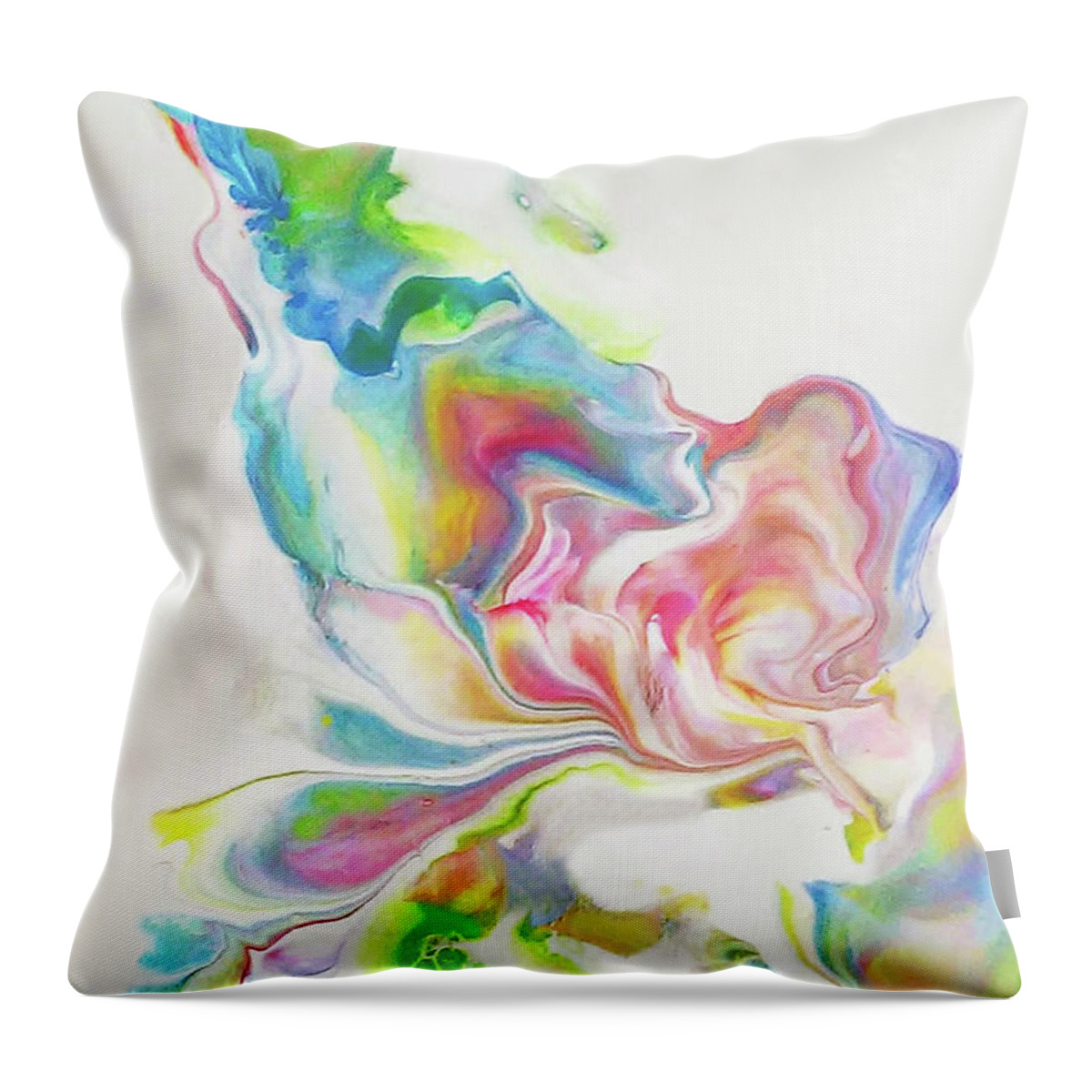 Abstract Floral Colorful Acrylic Throw Pillow featuring the painting Bloom by Deborah Erlandson