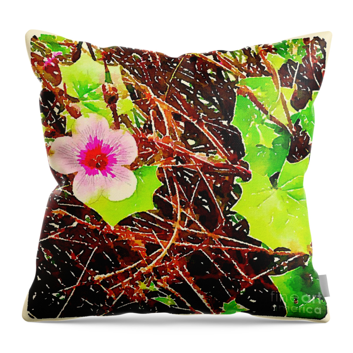 Bloom Throw Pillow featuring the digital art Bloom in Ivy by Wendy Golden