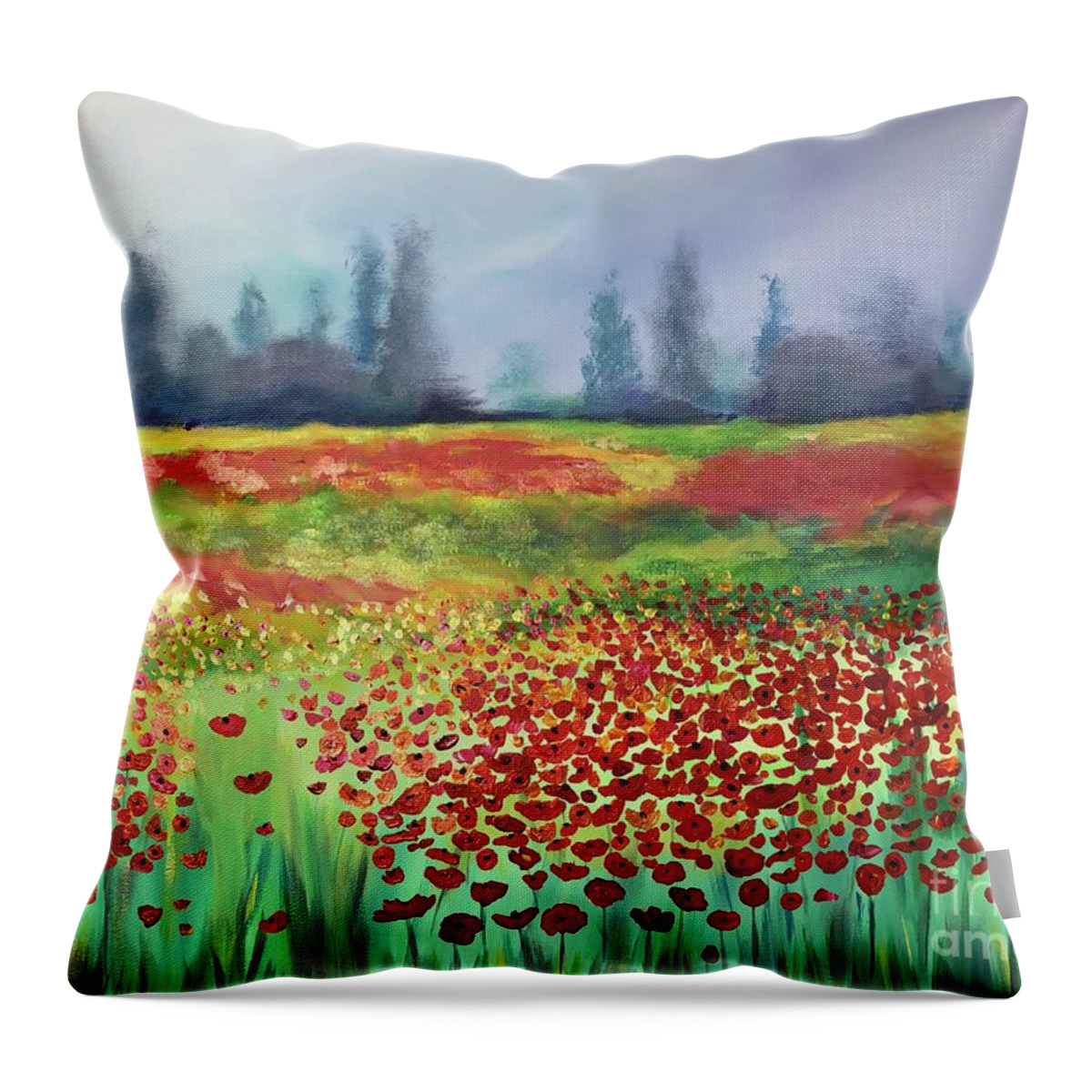 Valentine’s Day Throw Pillow featuring the painting Blooming Romance by Stacey Zimmerman