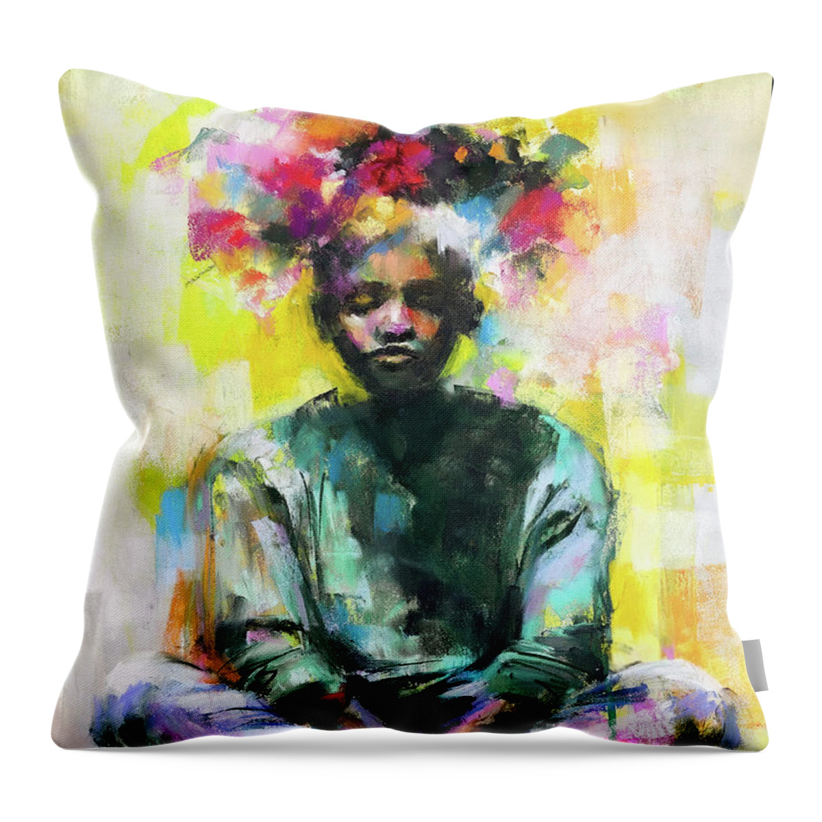 Soft Pastels Throw Pillow featuring the painting Blooming Youth by Luzdy Rivera