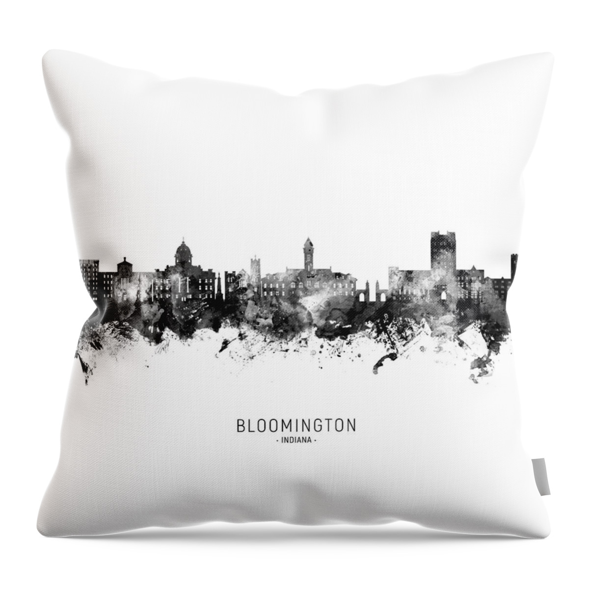 Bloomington Throw Pillow featuring the digital art Bloomington Indiana Skyline #66 by Michael Tompsett