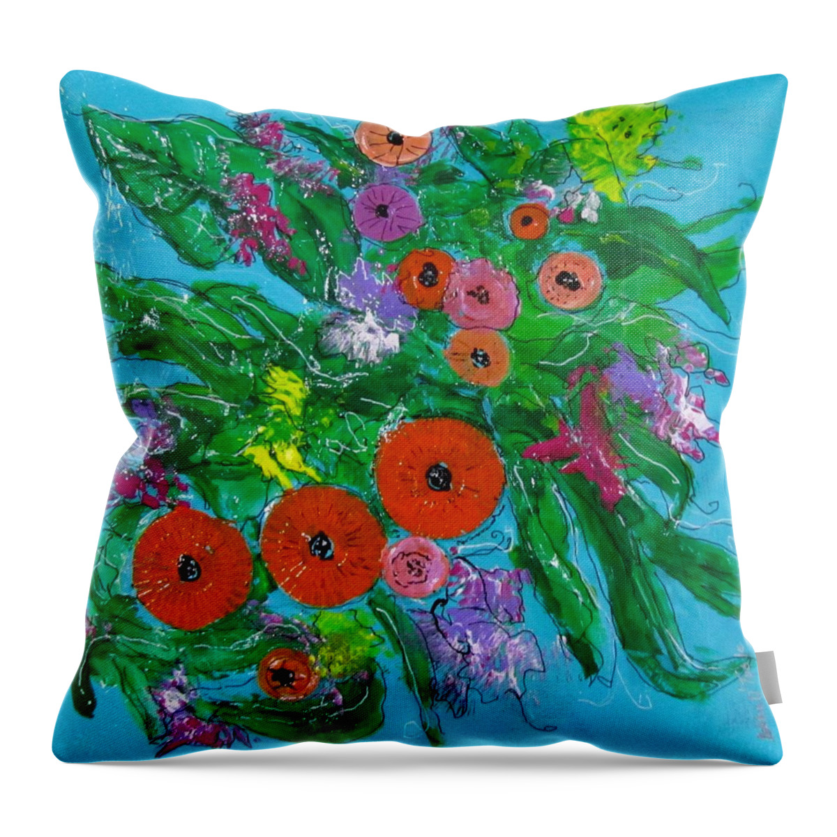 Flowers Throw Pillow featuring the mixed media Blossoms by Barbara O'Toole