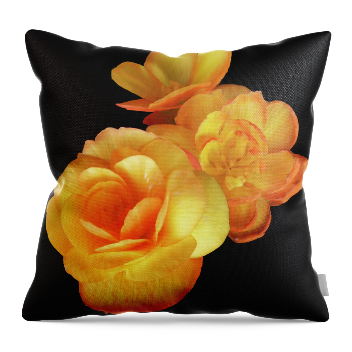 Flowers Throw Pillow featuring the mixed media Blossoms in Yellow and Orange by Sharon Williams Eng