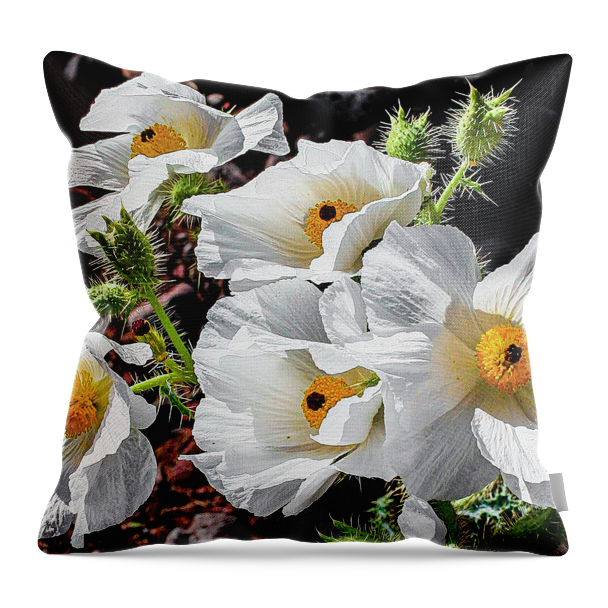 Flowers Throw Pillow featuring the photograph Blowen In The Wind by Claude Dalley