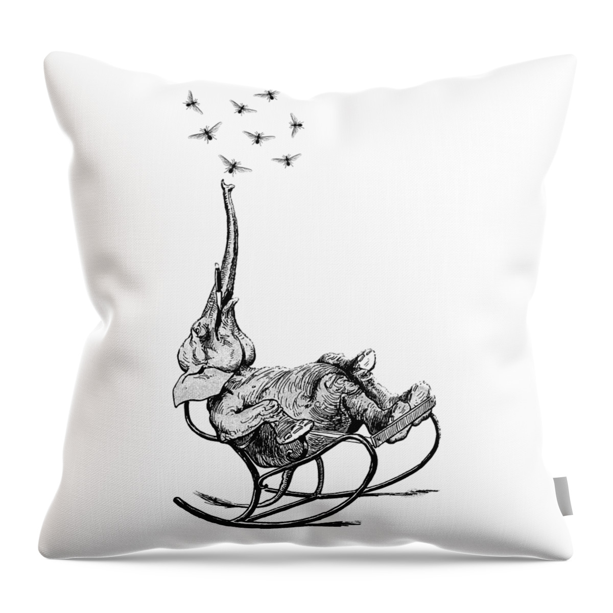Elephant Throw Pillow featuring the digital art Blowing Elephant by Madame Memento