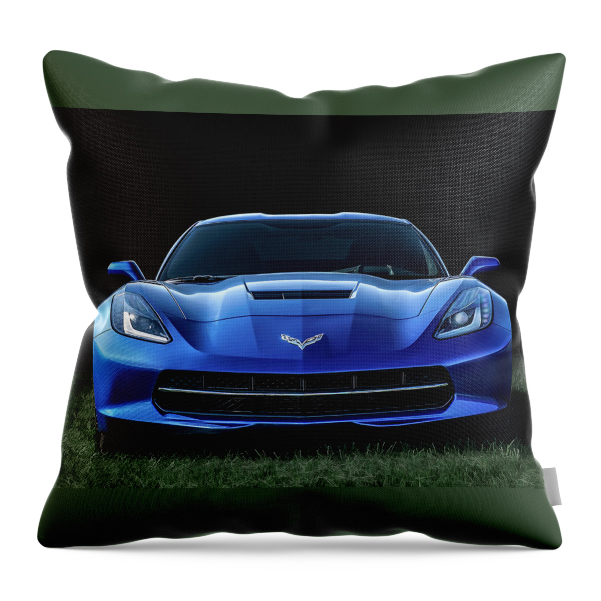 Corvette Throw Pillow featuring the digital art Blue 2013 Corvette by Douglas Pittman