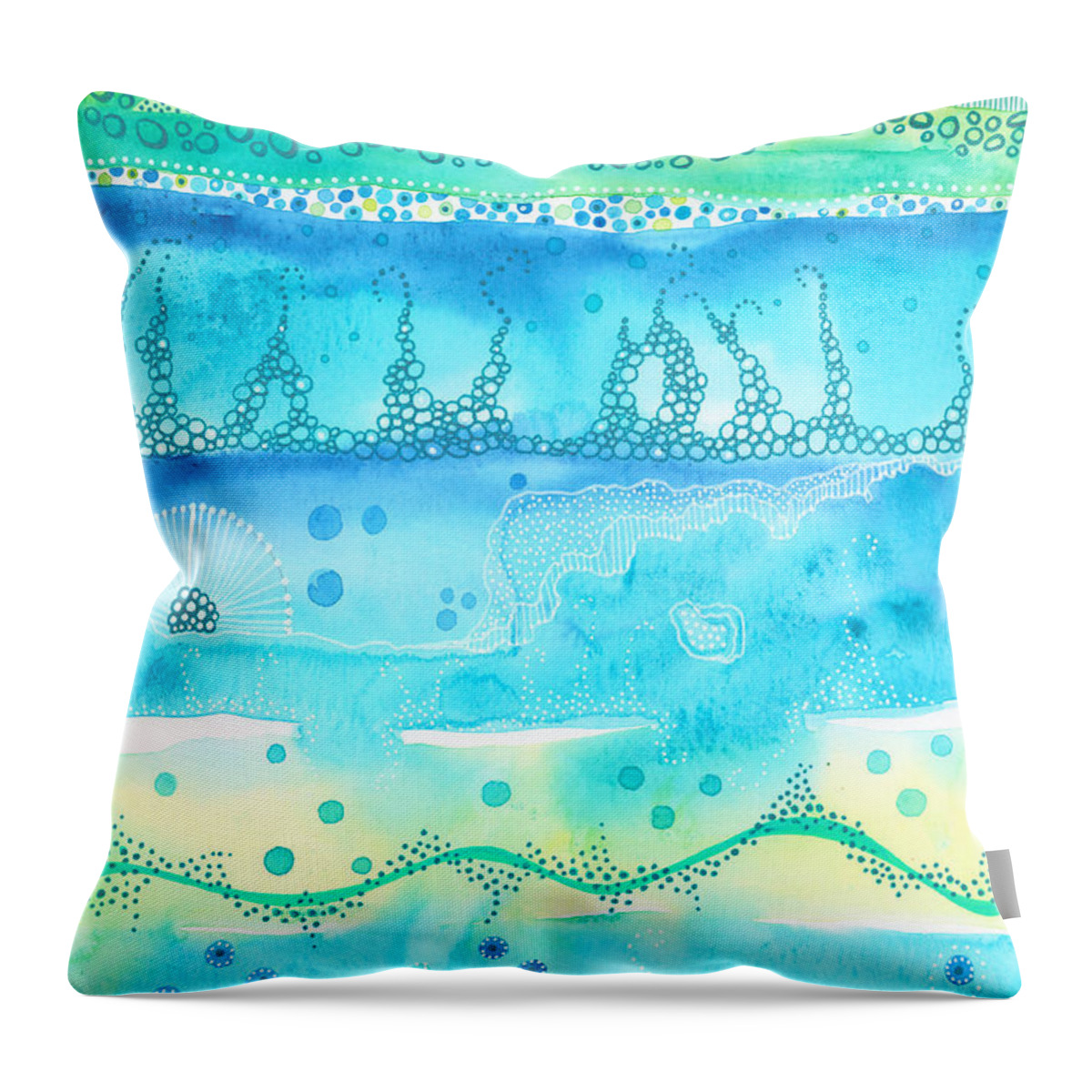 Coral Reef Throw Pillow featuring the painting Blue and Green Coral Reef by Joanne Grant