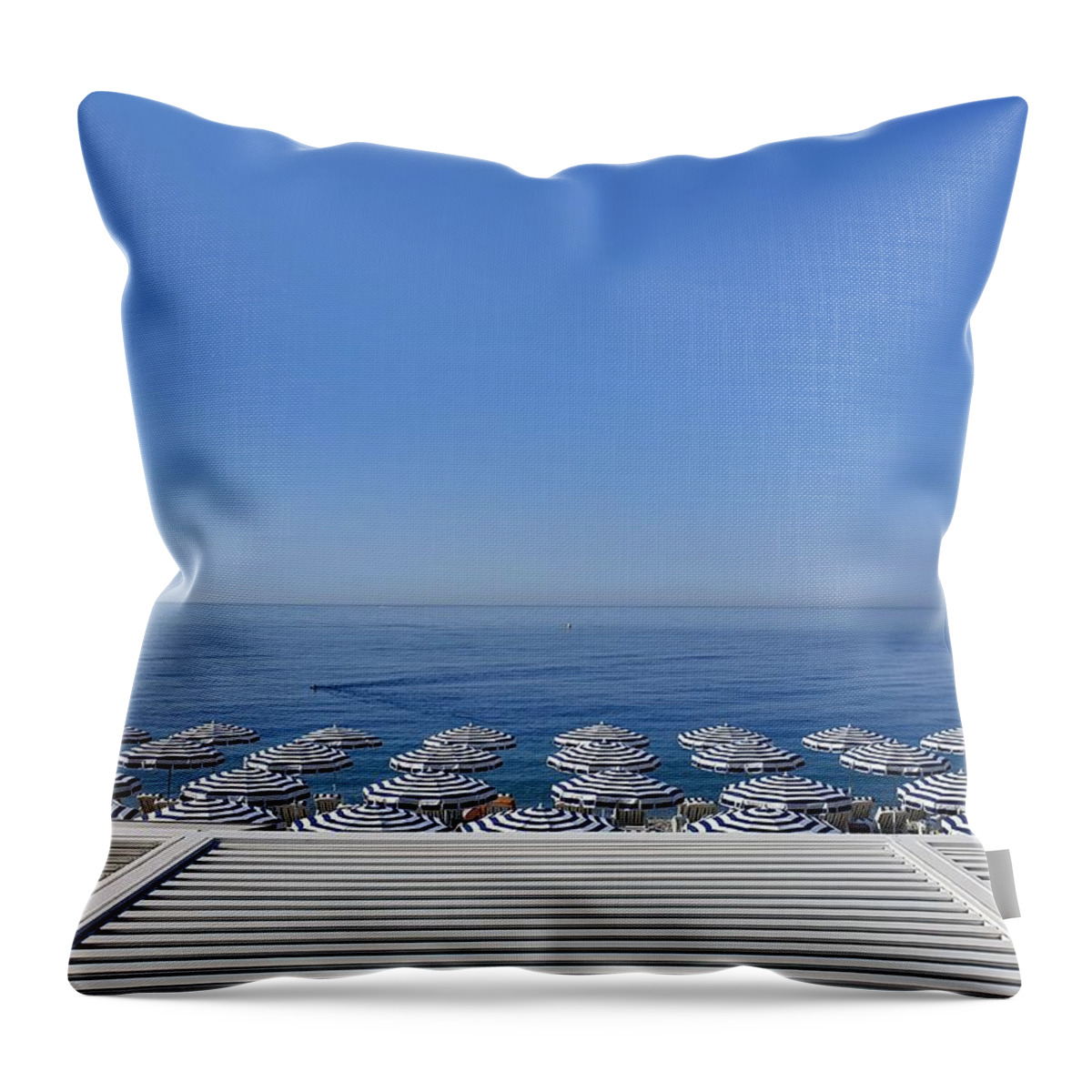 Sea Throw Pillow featuring the photograph Blue and White by Andrea Whitaker