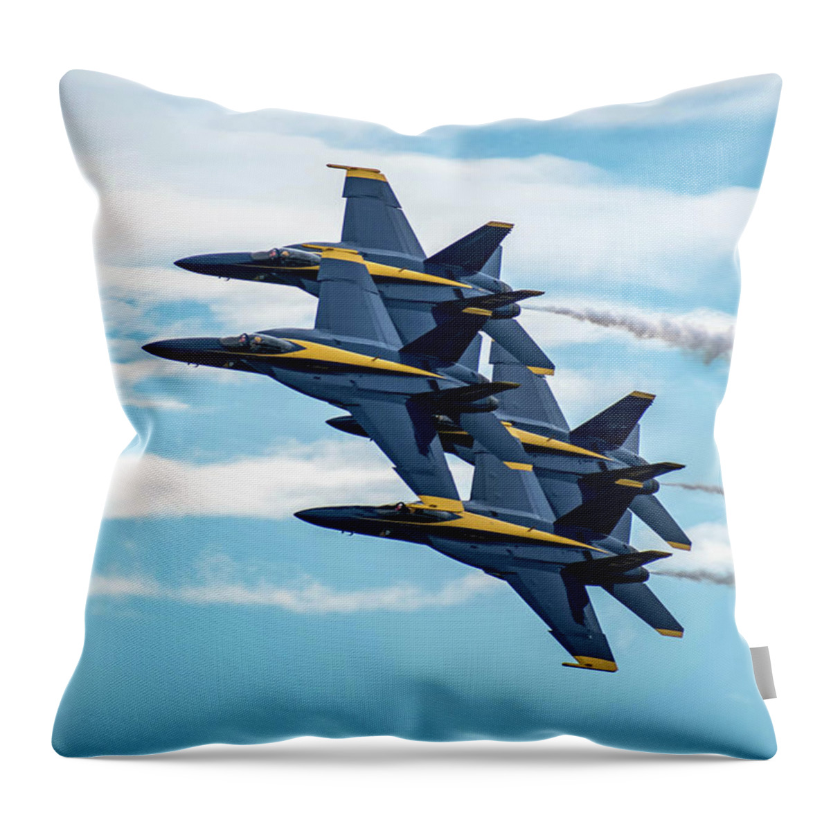 Jet Throw Pillow featuring the photograph Blue Angel Diamond Pattern In The Clouds by Beachtown Views