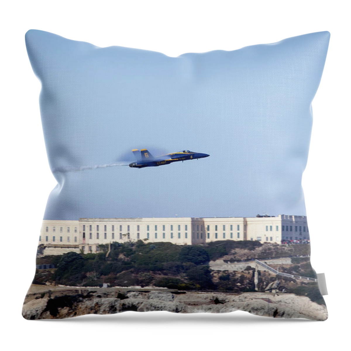 Blue Angels Throw Pillow featuring the photograph Blue Angels Alcatraz by Gary Geddes