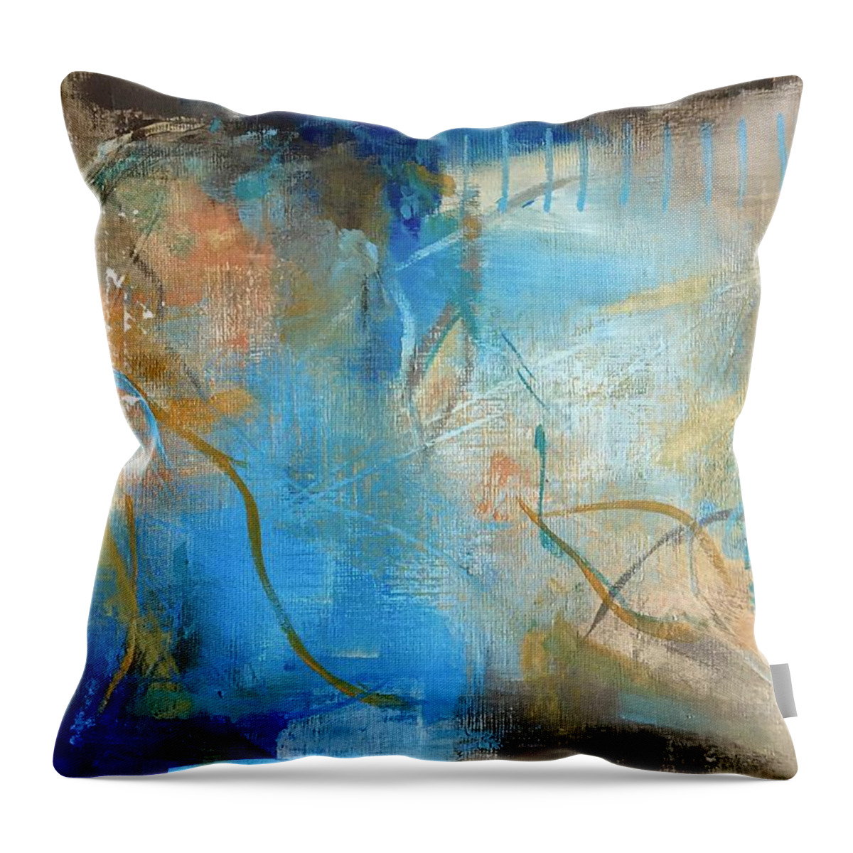 Acrylic Painting Throw Pillow featuring the painting Blue Below by Suzzanna Frank