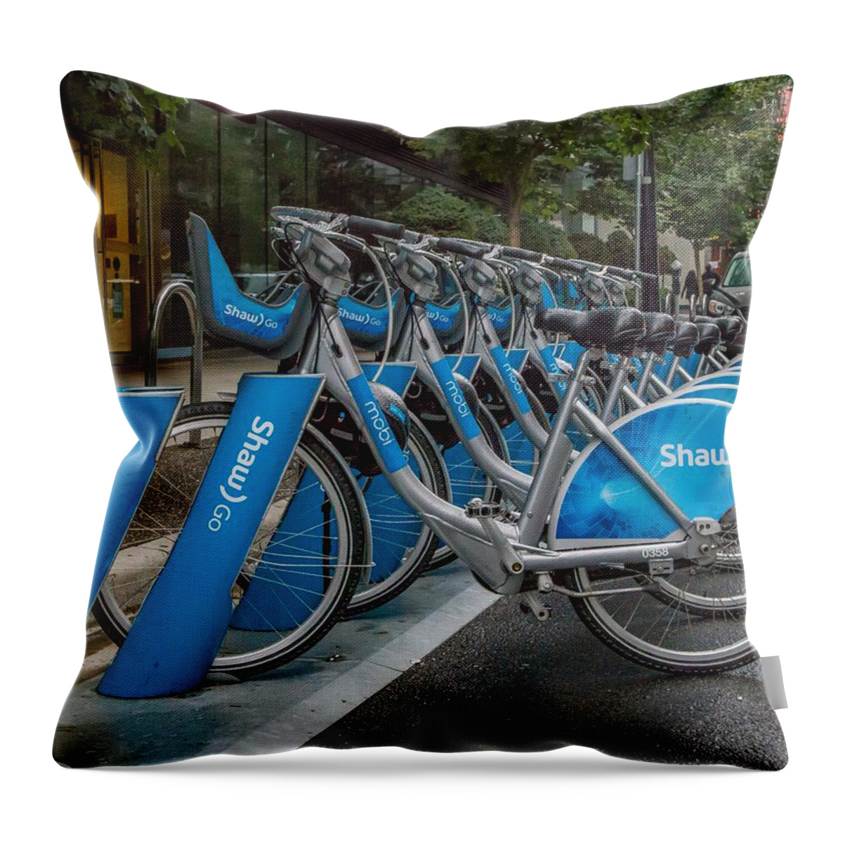 Bicycle Throw Pillow featuring the photograph Blue Bikes by Kevin Craft