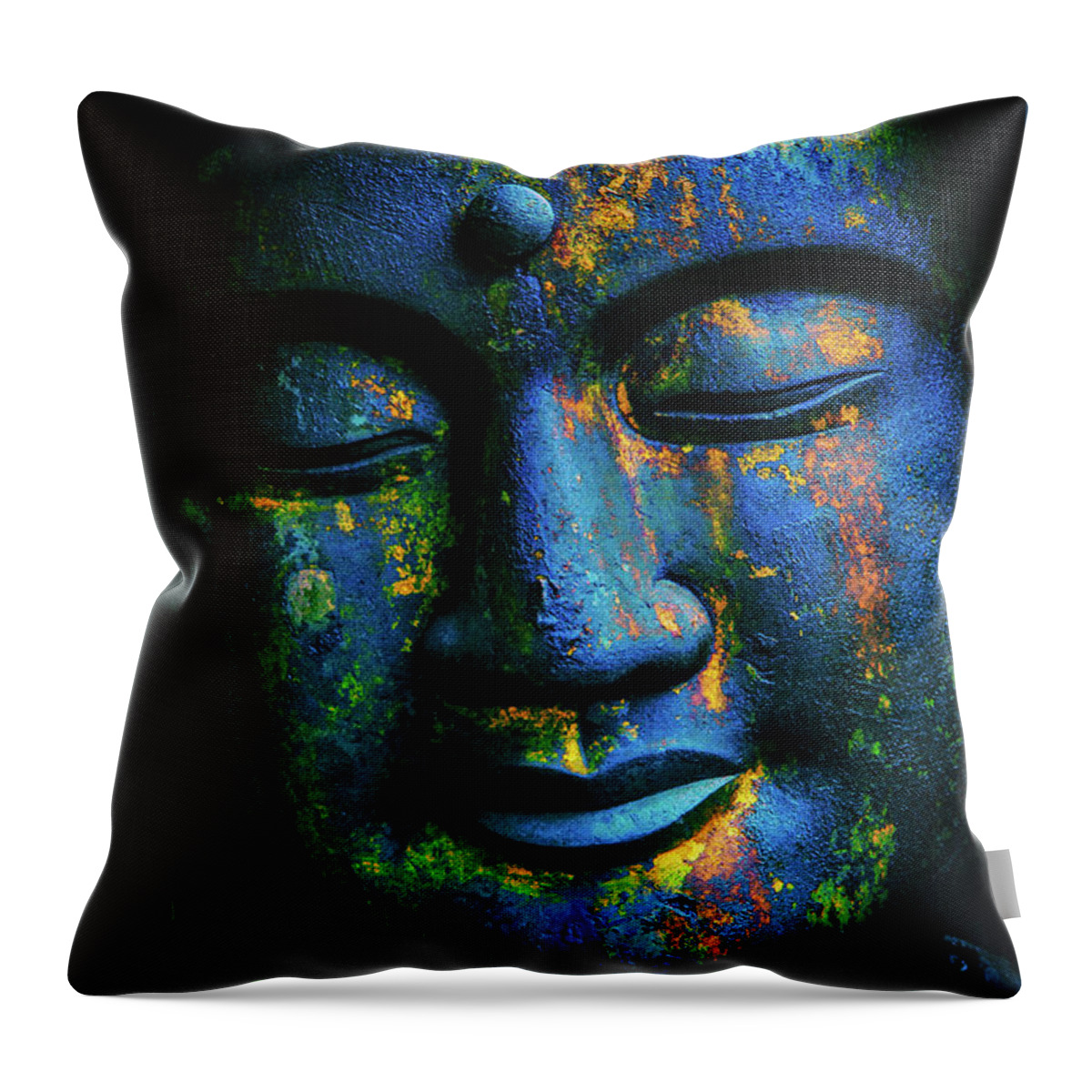 Buddha Throw Pillow featuring the photograph Blue Buddha by Louise Tanguay