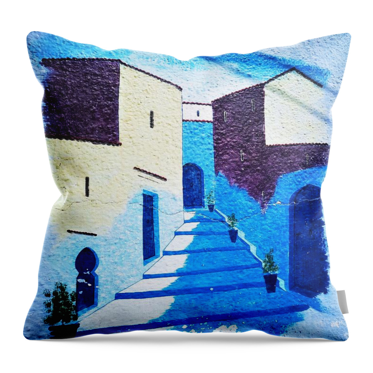 Mural Throw Pillow featuring the photograph Blue City by Jarek Filipowicz