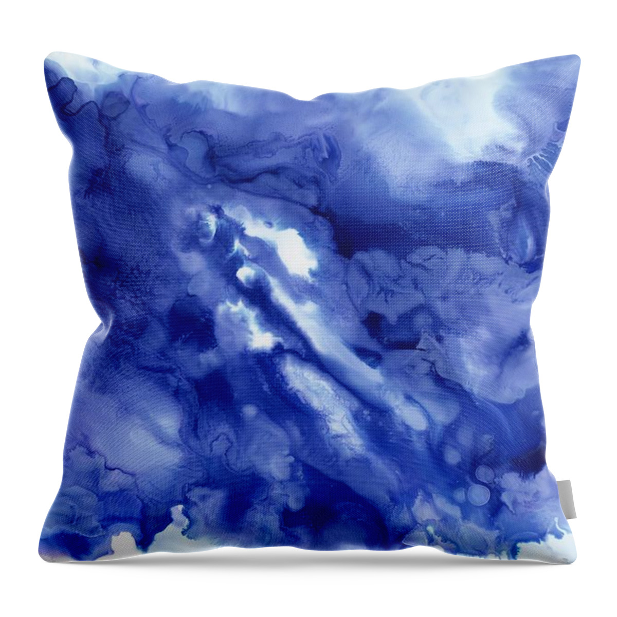 Blue Throw Pillow featuring the painting Blue Cloud by Christy Sawyer