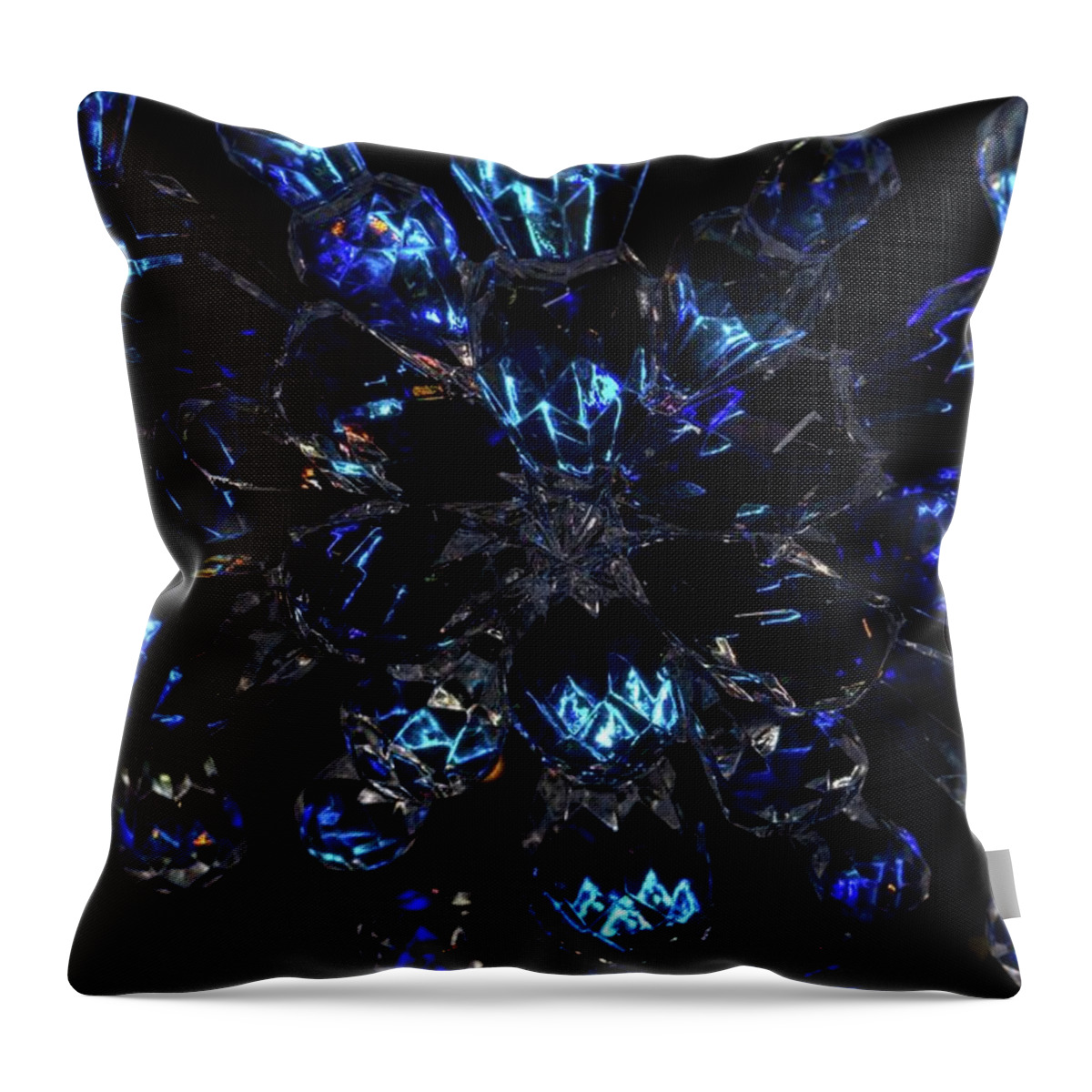 Decoration Throw Pillow featuring the photograph Blue Crystal Snowflake by Liza Eckardt