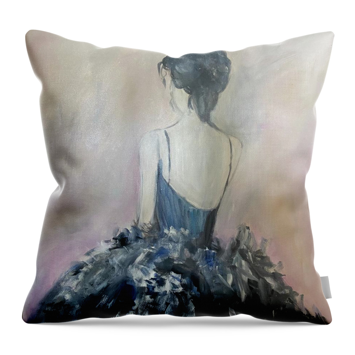 Woman Throw Pillow featuring the painting Blue Dancer by Denice Palanuk Wilson