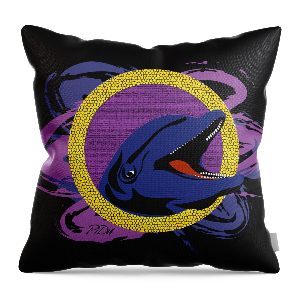 Blue Throw Pillow featuring the digital art Blue Dolphin by Piotr Dulski