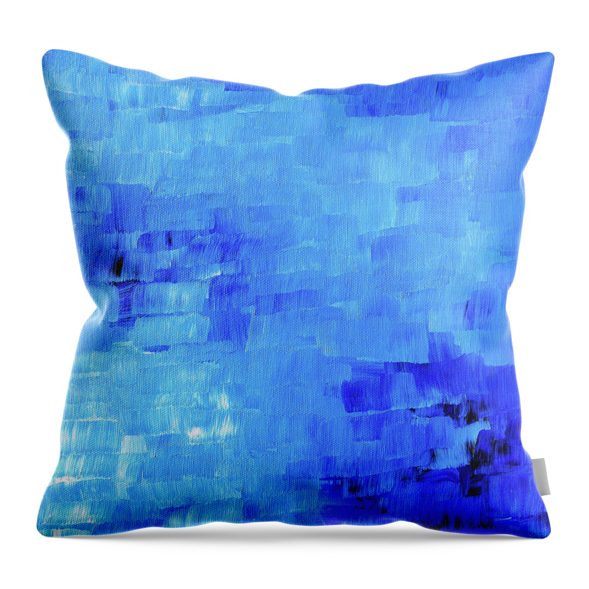 Abstract Throw Pillow featuring the painting Blue Field by Winona's Sunshyne