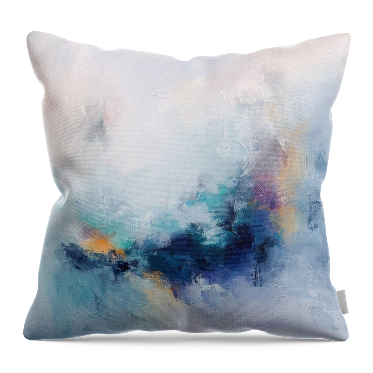 Blue Throw Pillow featuring the painting Blue Fusion V by Karen Hale