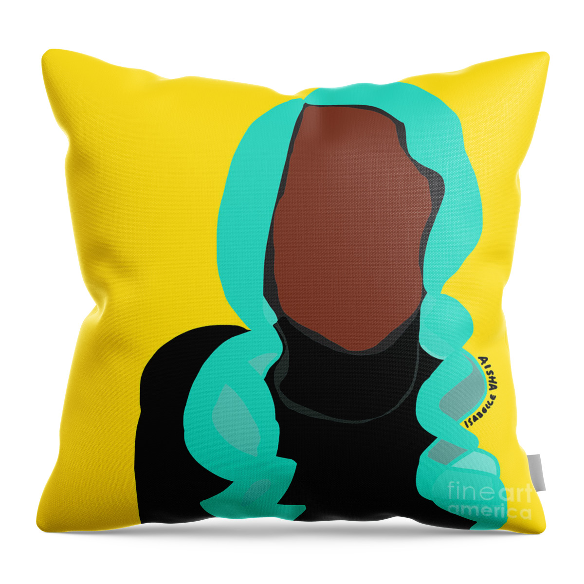 Blue Throw Pillow featuring the digital art Blue Hair II by Aisha Isabelle