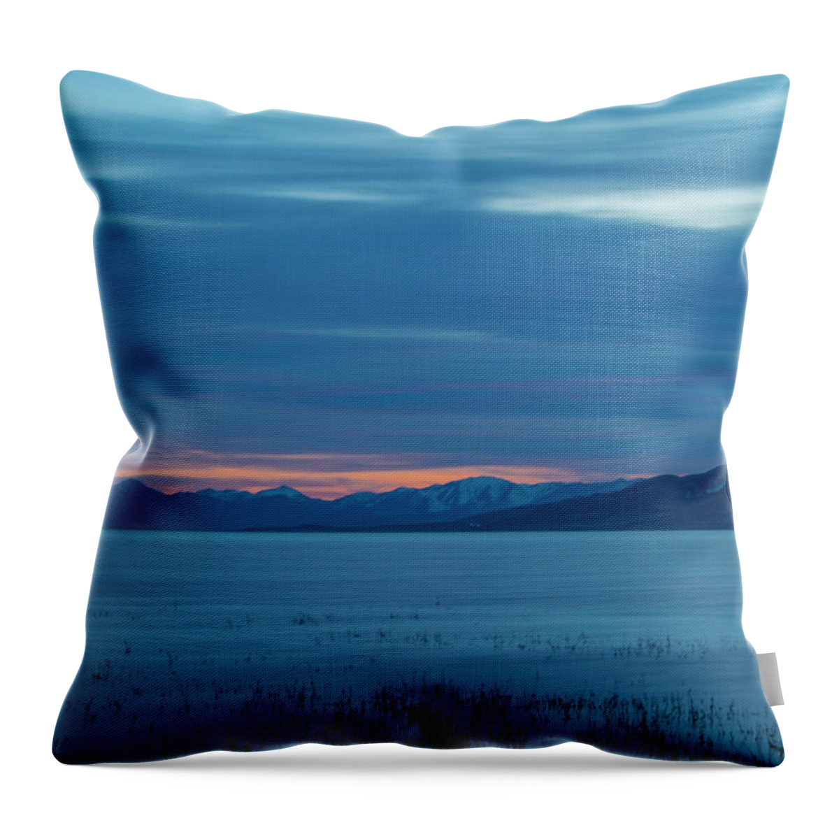 Sunset Throw Pillow featuring the photograph Blue Hour at Utah Lake by K Bradley Washburn