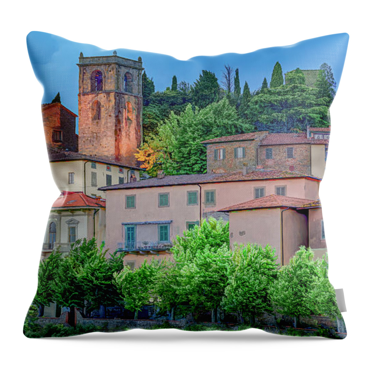 Montecatini Throw Pillow featuring the photograph Blue Hour in Montecatini Alto by Marcy Wielfaert