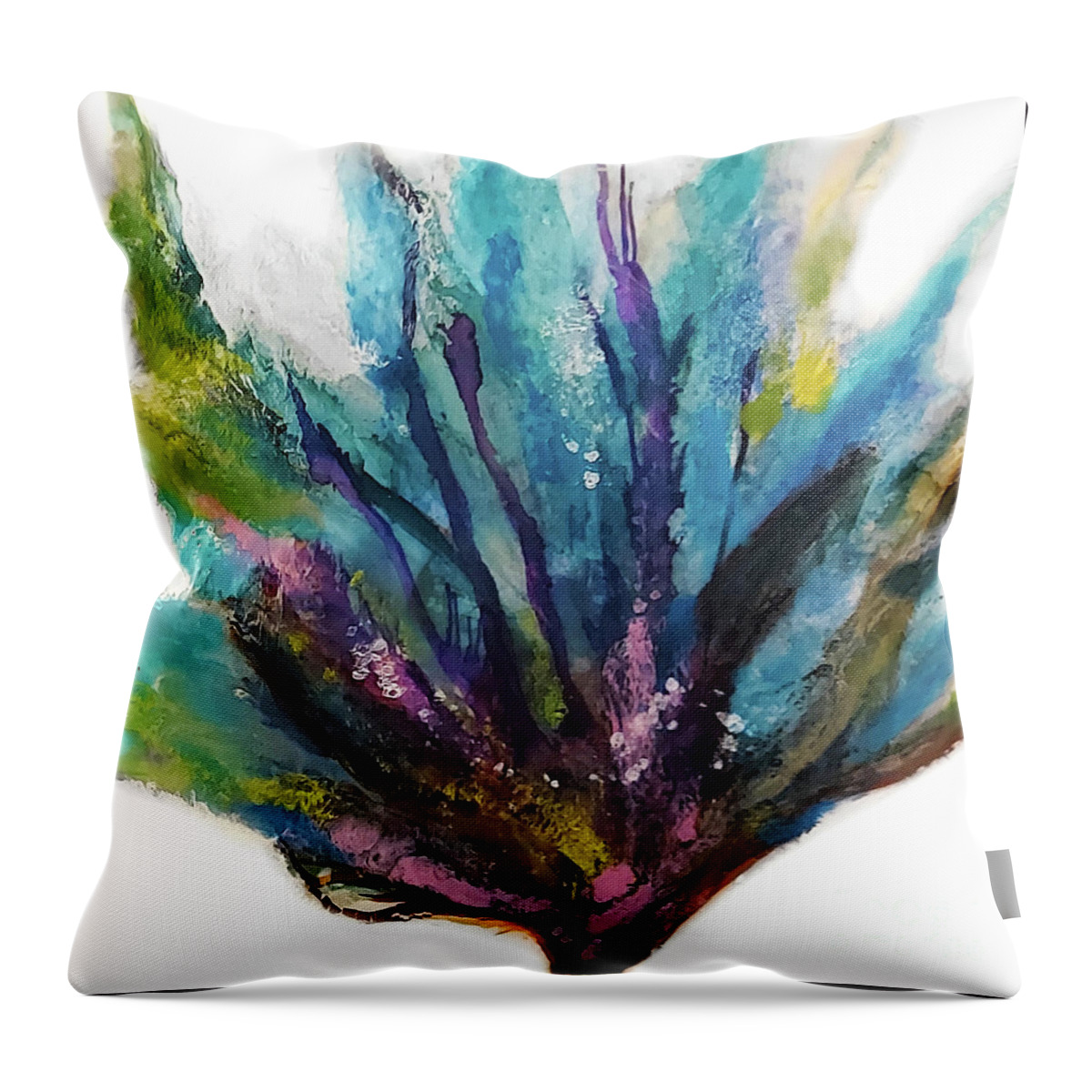 Dramatic Throw Pillow featuring the painting Blue in the Wild No. 2 by Anita Thomas