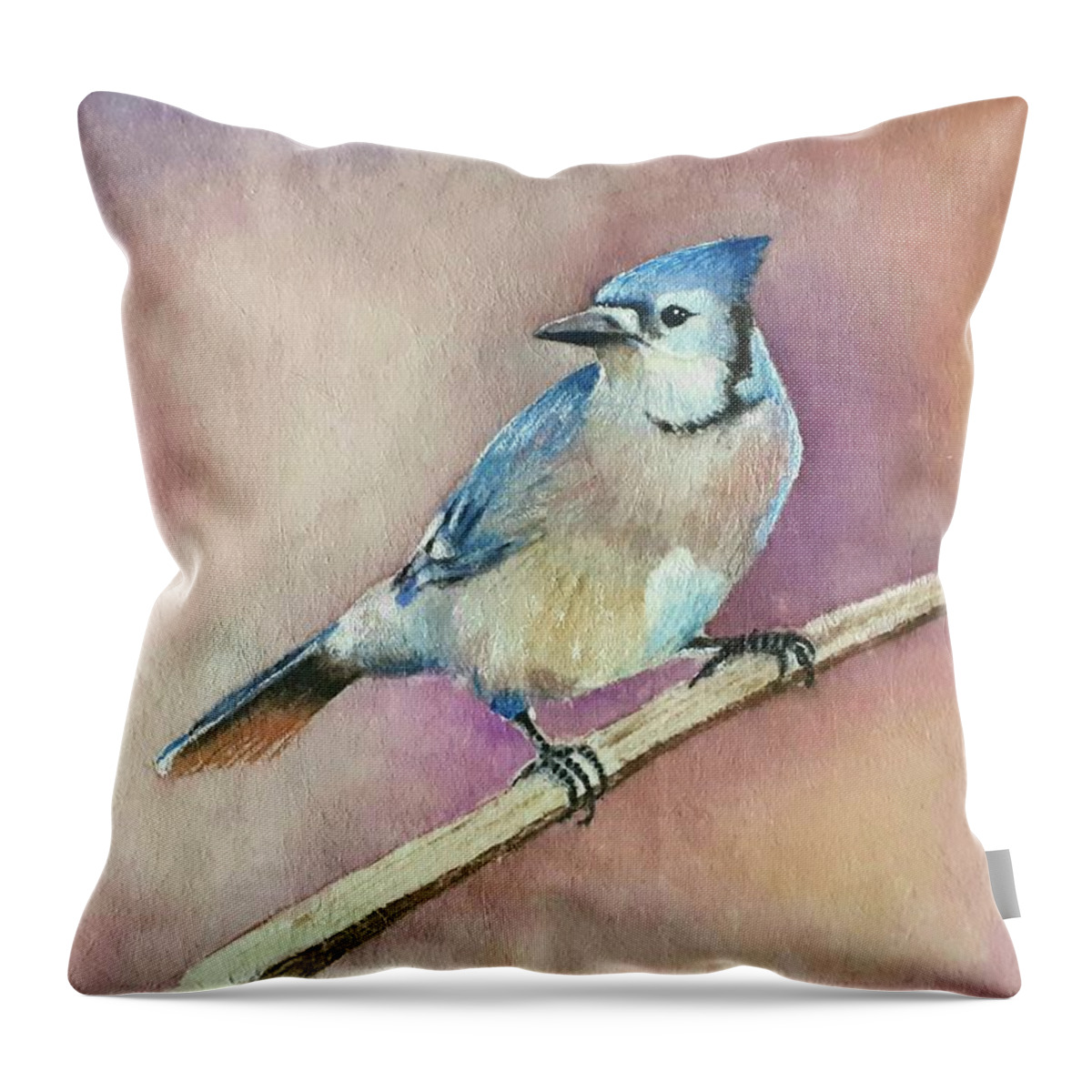 Watercolors Throw Pillow featuring the painting Blue jay by Carolina Prieto Moreno