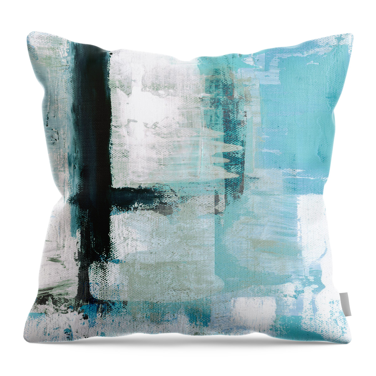 Abstract Throw Pillow featuring the mixed media Blue Light Of Day 1- Art by Linda Woods by Linda Woods