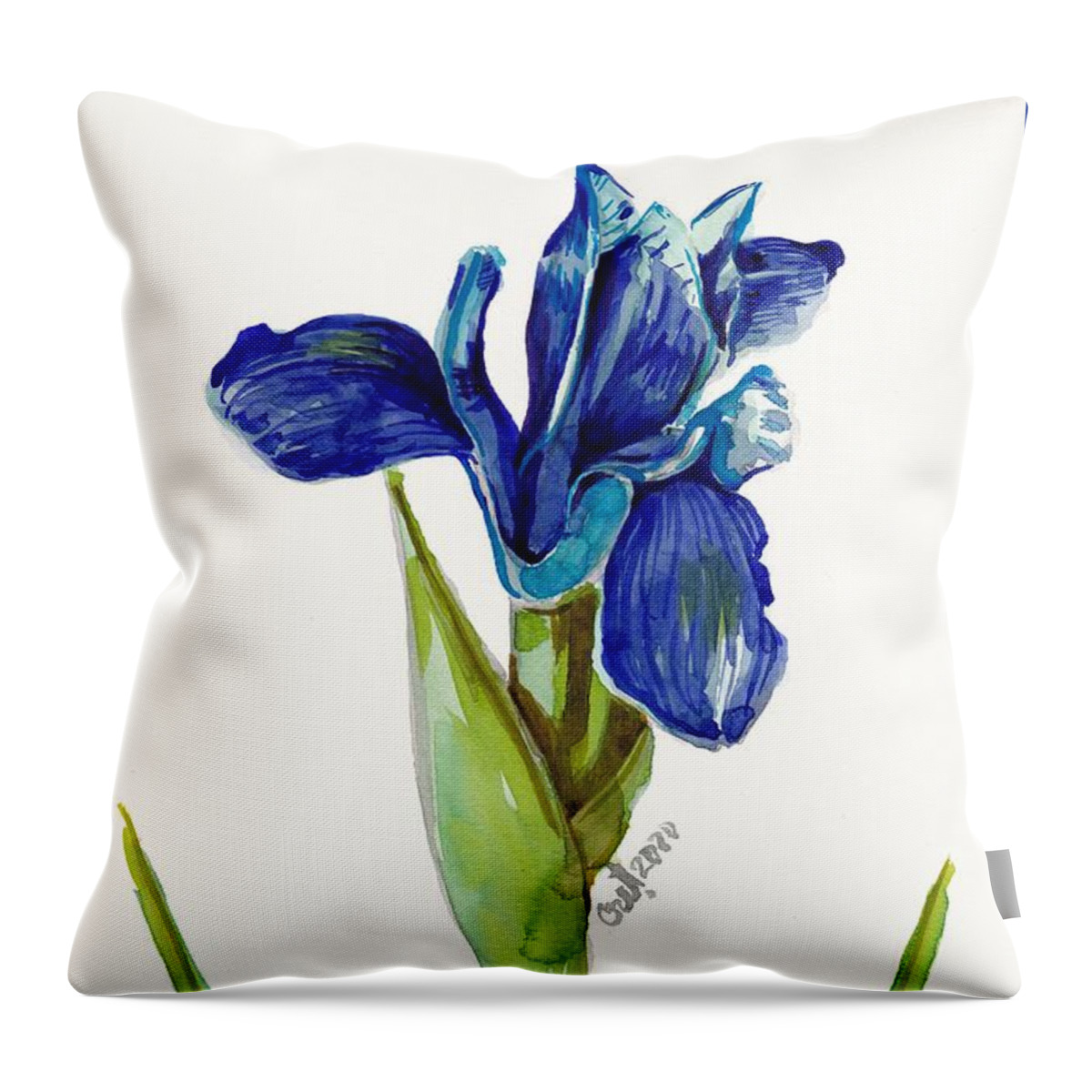 Iris Throw Pillow featuring the painting Blue Me by George Cret