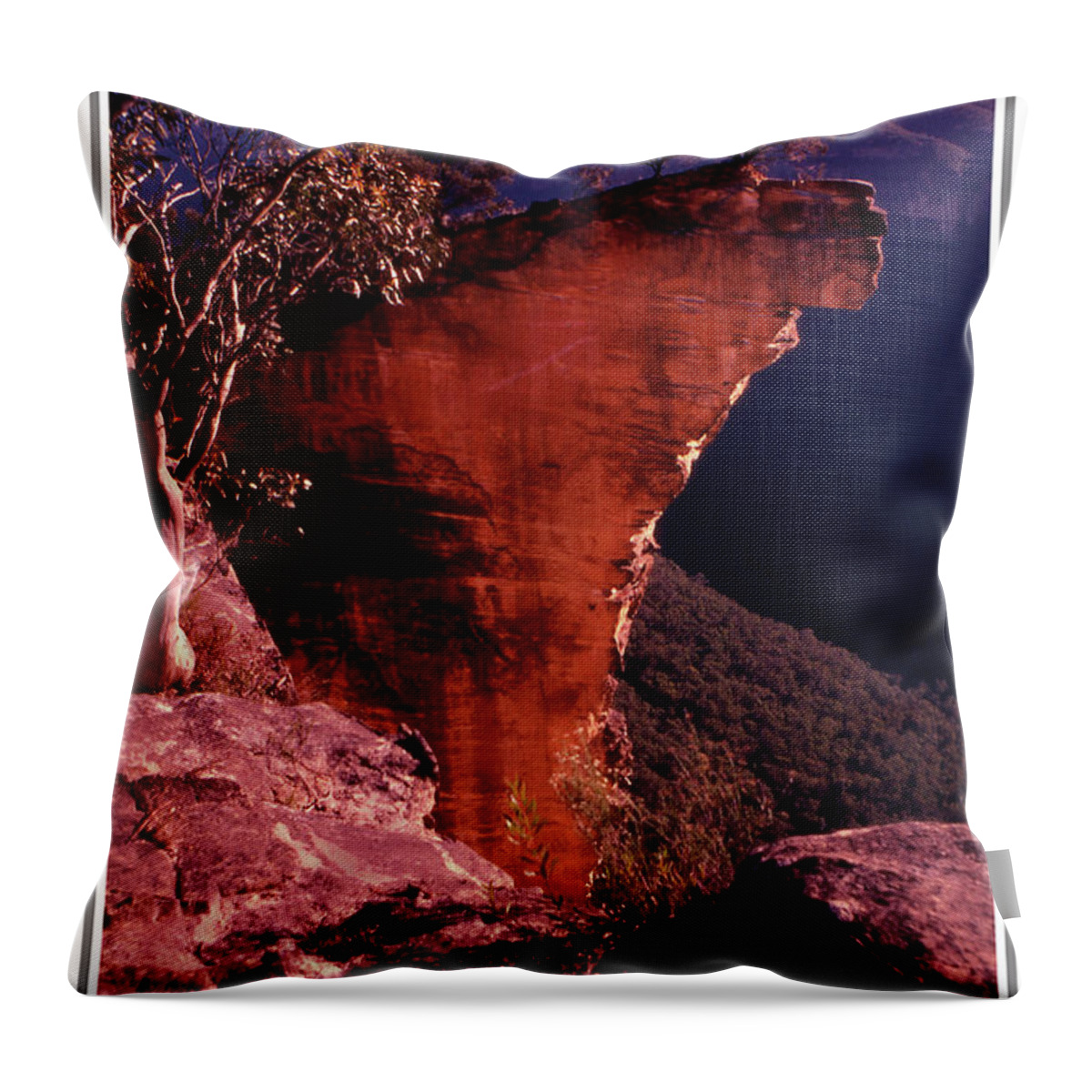 Hanging Rock Throw Pillow featuring the photograph Blue Mountains - Hanging Rock by Klaus Jaritz