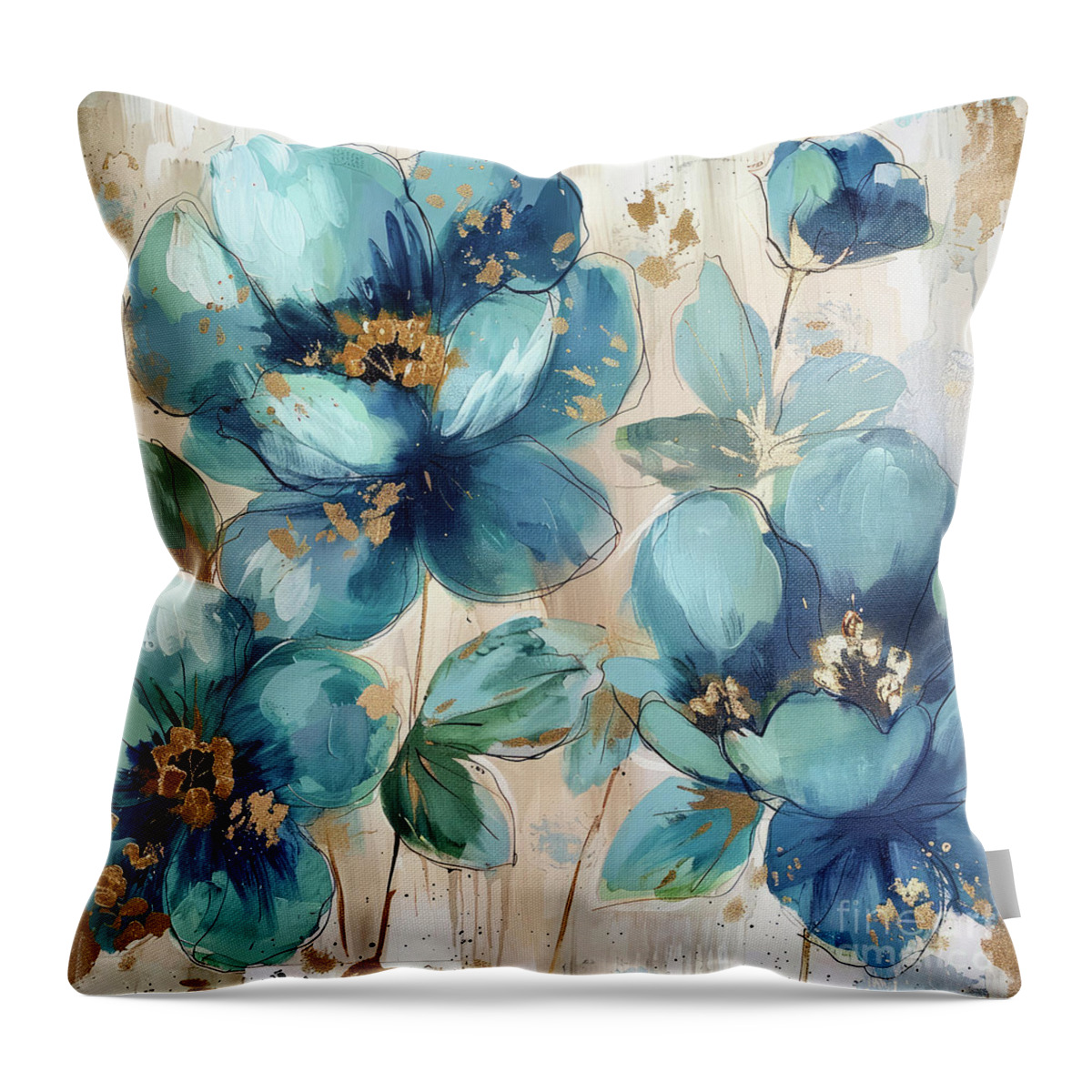 Blue Flowers Throw Pillow featuring the painting Blue Passion by Tina LeCour
