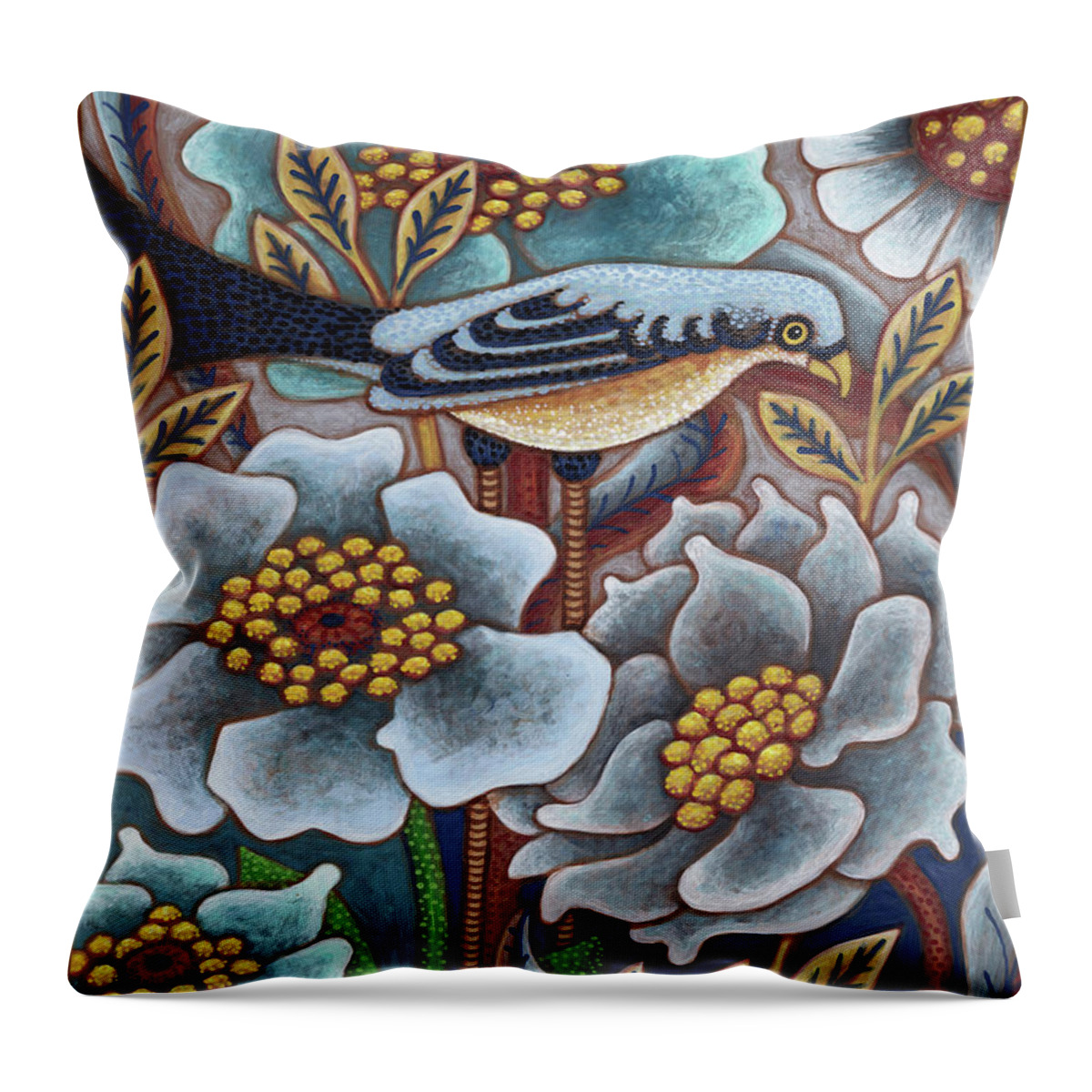 Bird Throw Pillow featuring the painting Blue Persuasion by Amy E Fraser