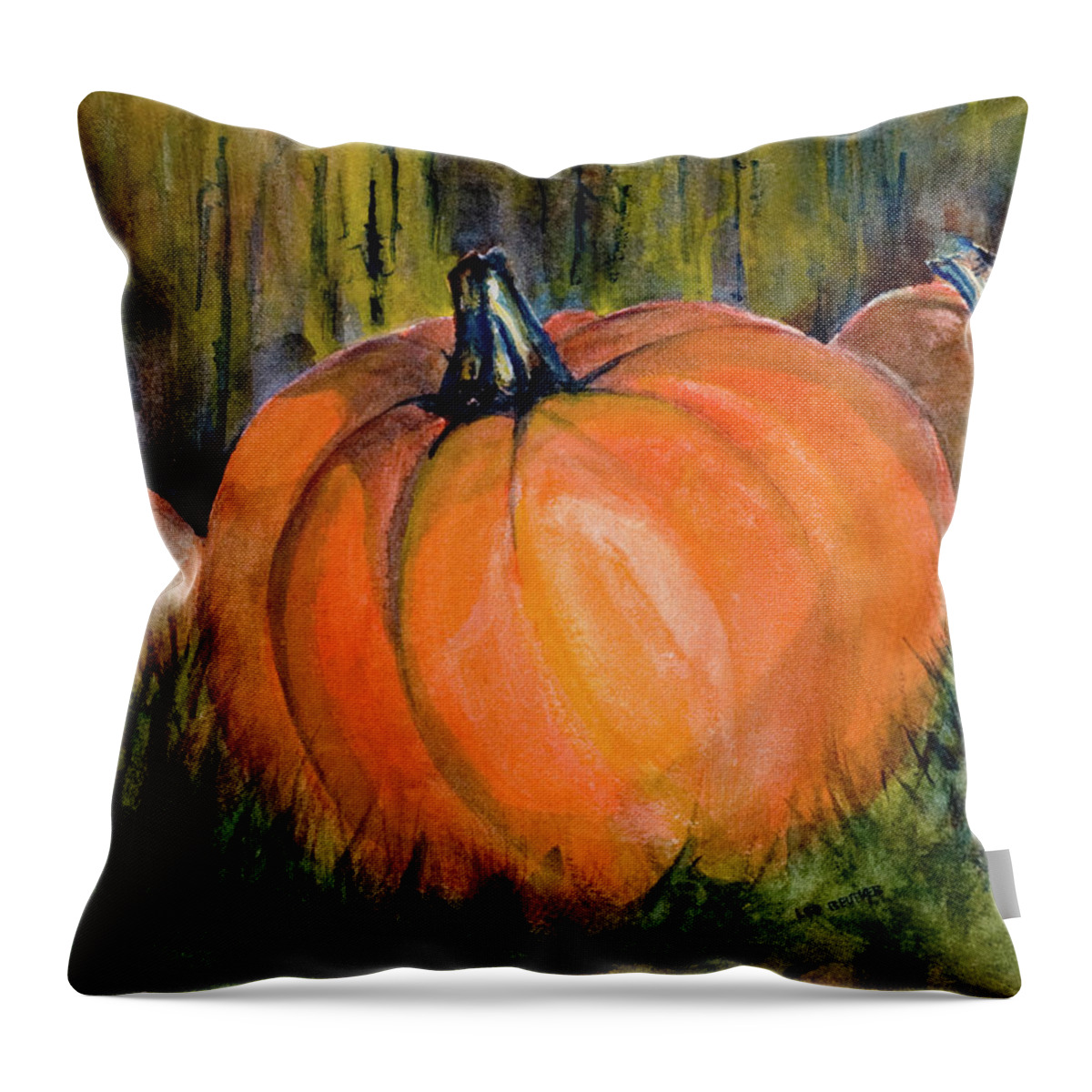 Pumpkins Throw Pillow featuring the painting Blue Ribbon by Lee Beuther