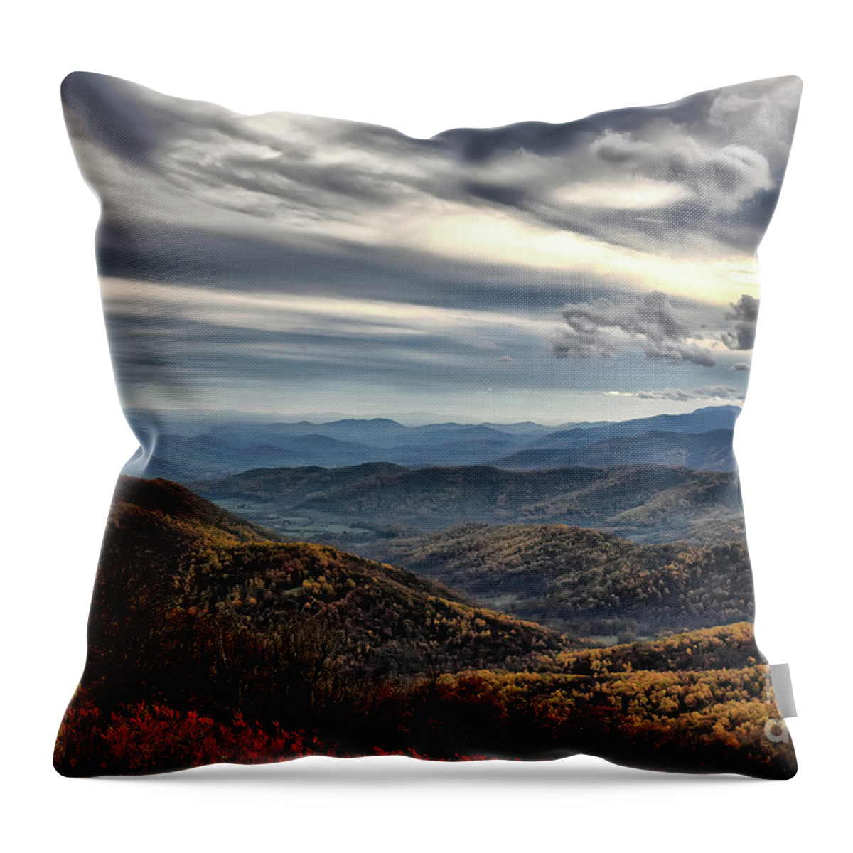 Blue Ridge Mountains Throw Pillow featuring the digital art Blue Ridge Mountains by Lois Bryan